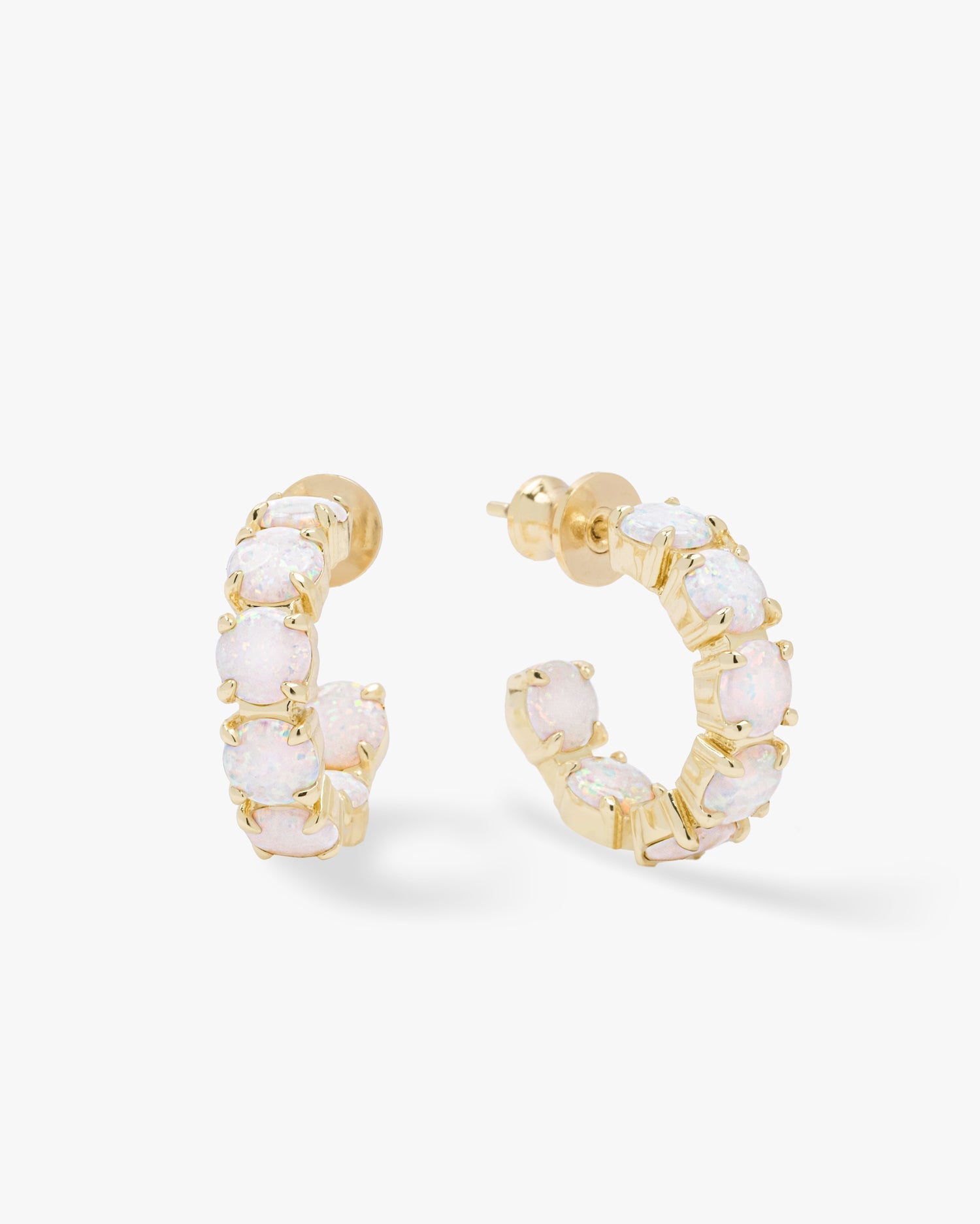 "Oh She Fancy" Hoops .75" - Gold|White Opal