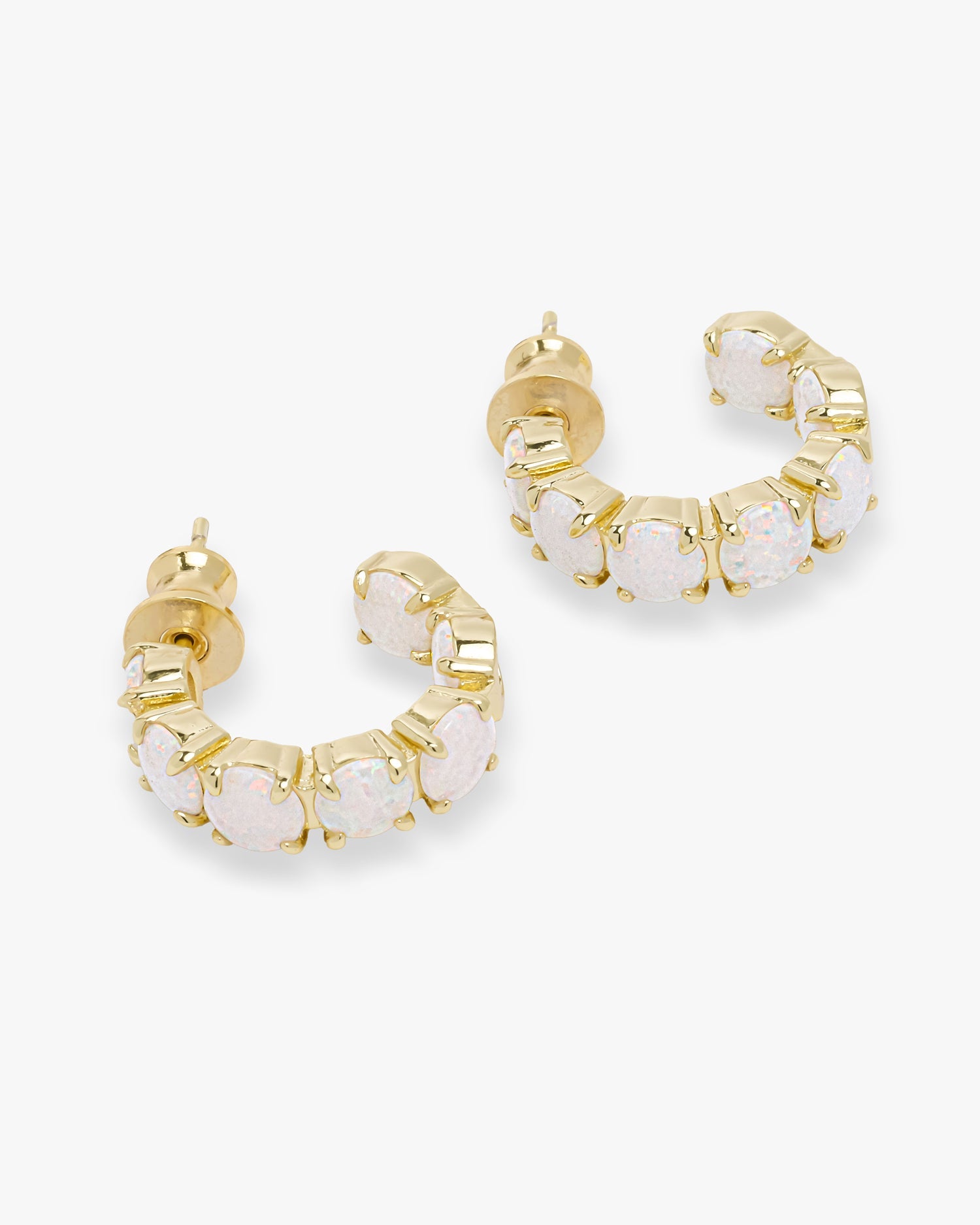 "Oh She Fancy" Hoops .75" - Gold|White Opal