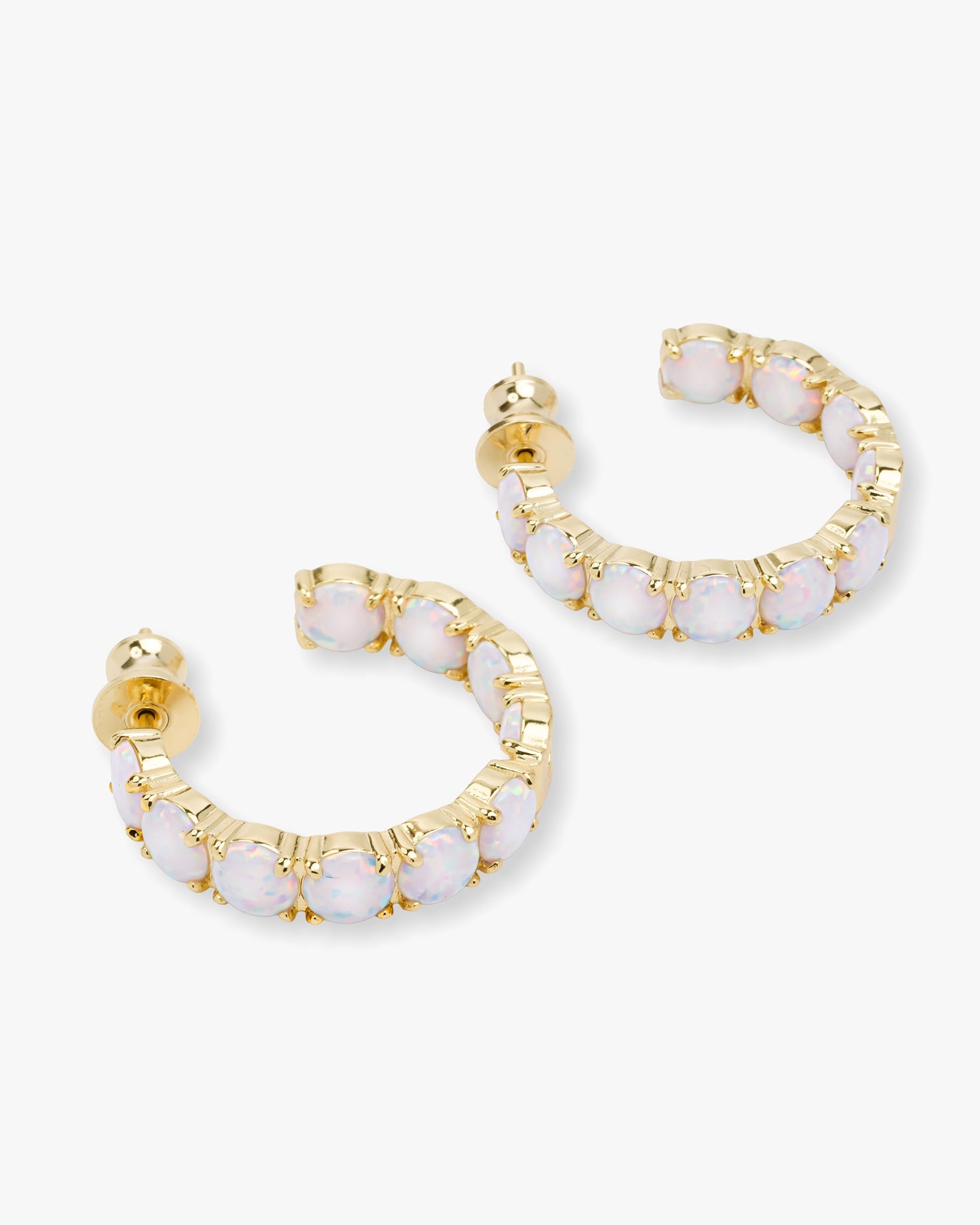 "Oh She Fancy" Hoops 1" - Gold|White Opal