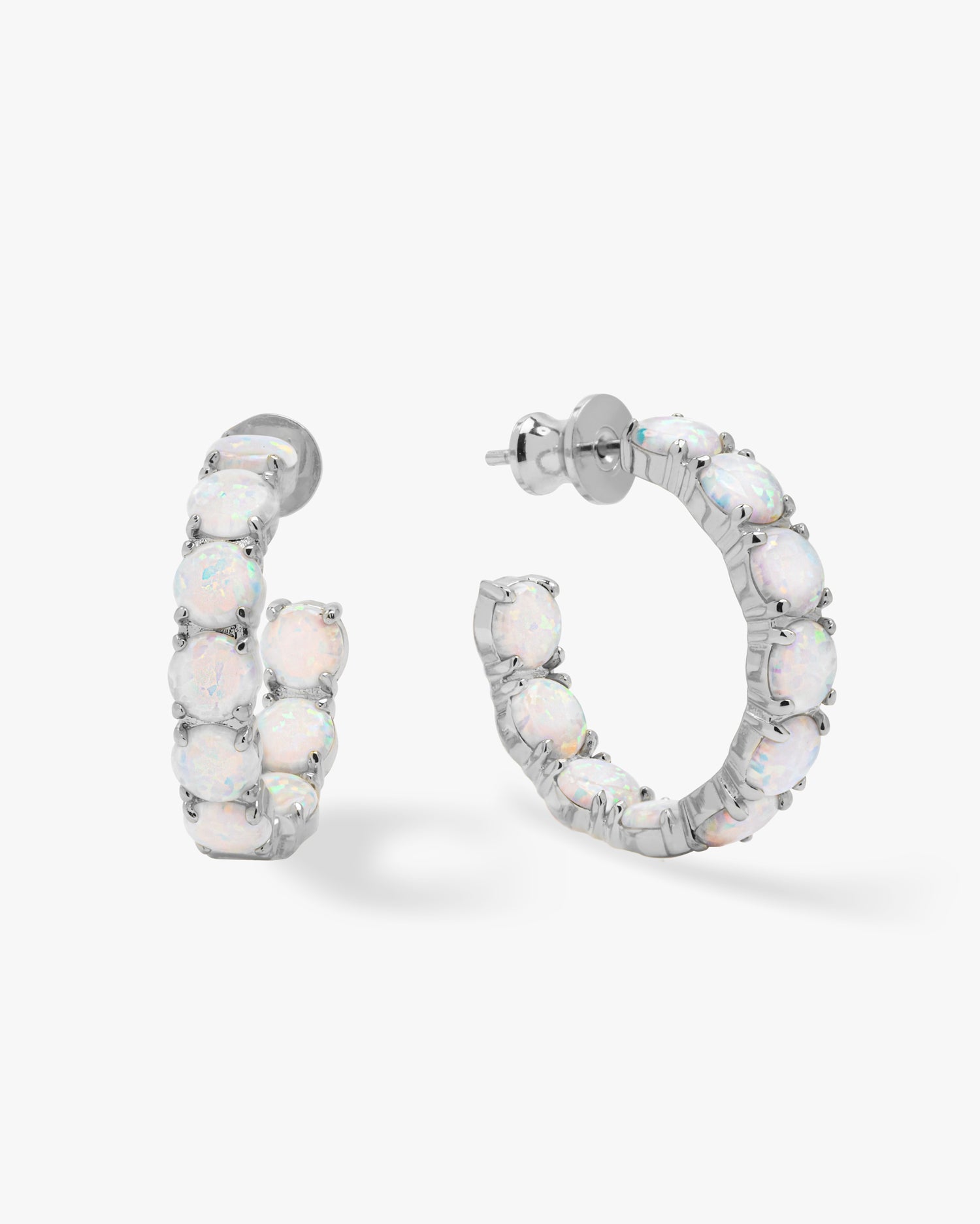 "Oh She Fancy" Hoops 1" - Silver|White Opal