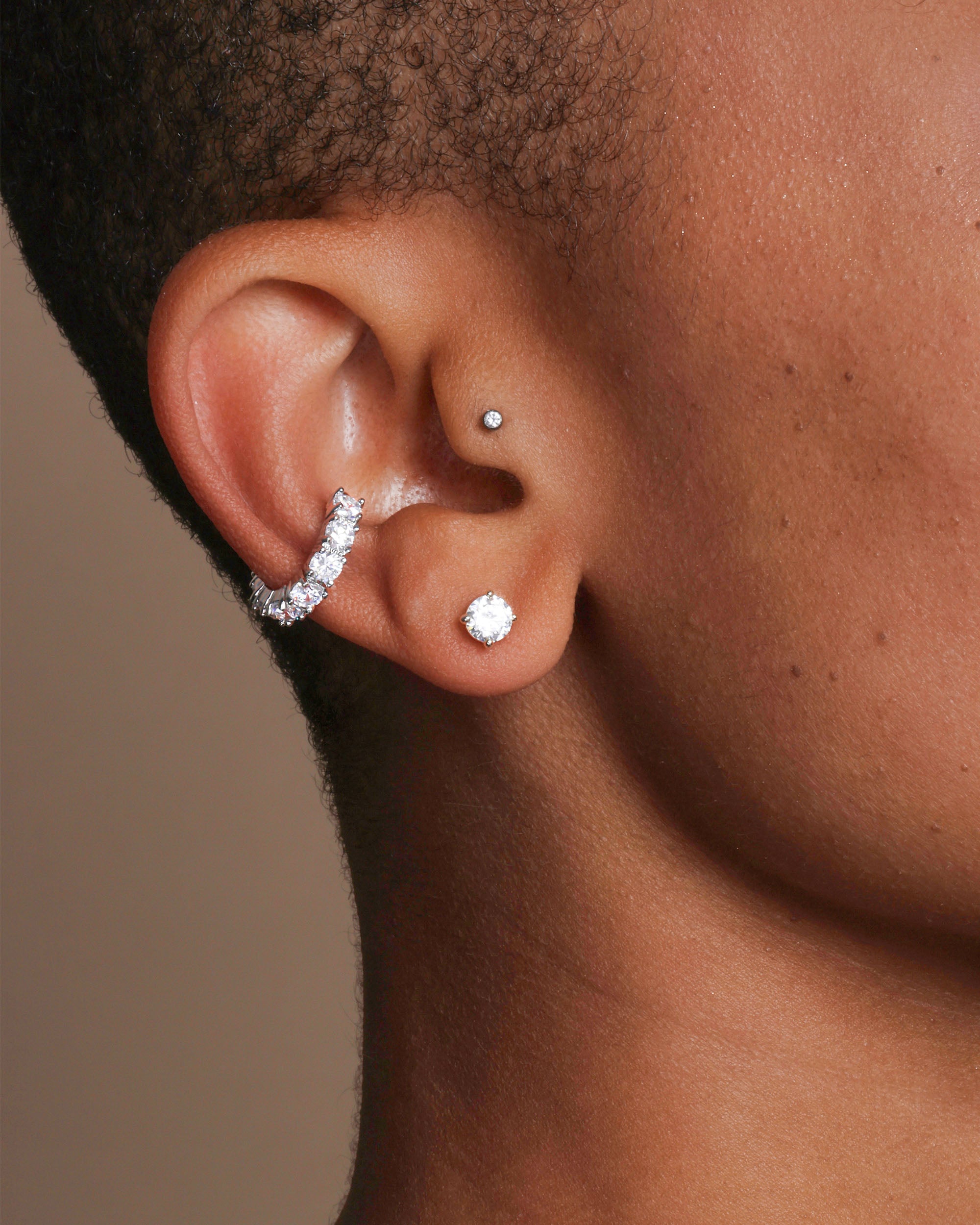 "Oh She Fancy" Ear Cuff - Silver|White Diamondettes