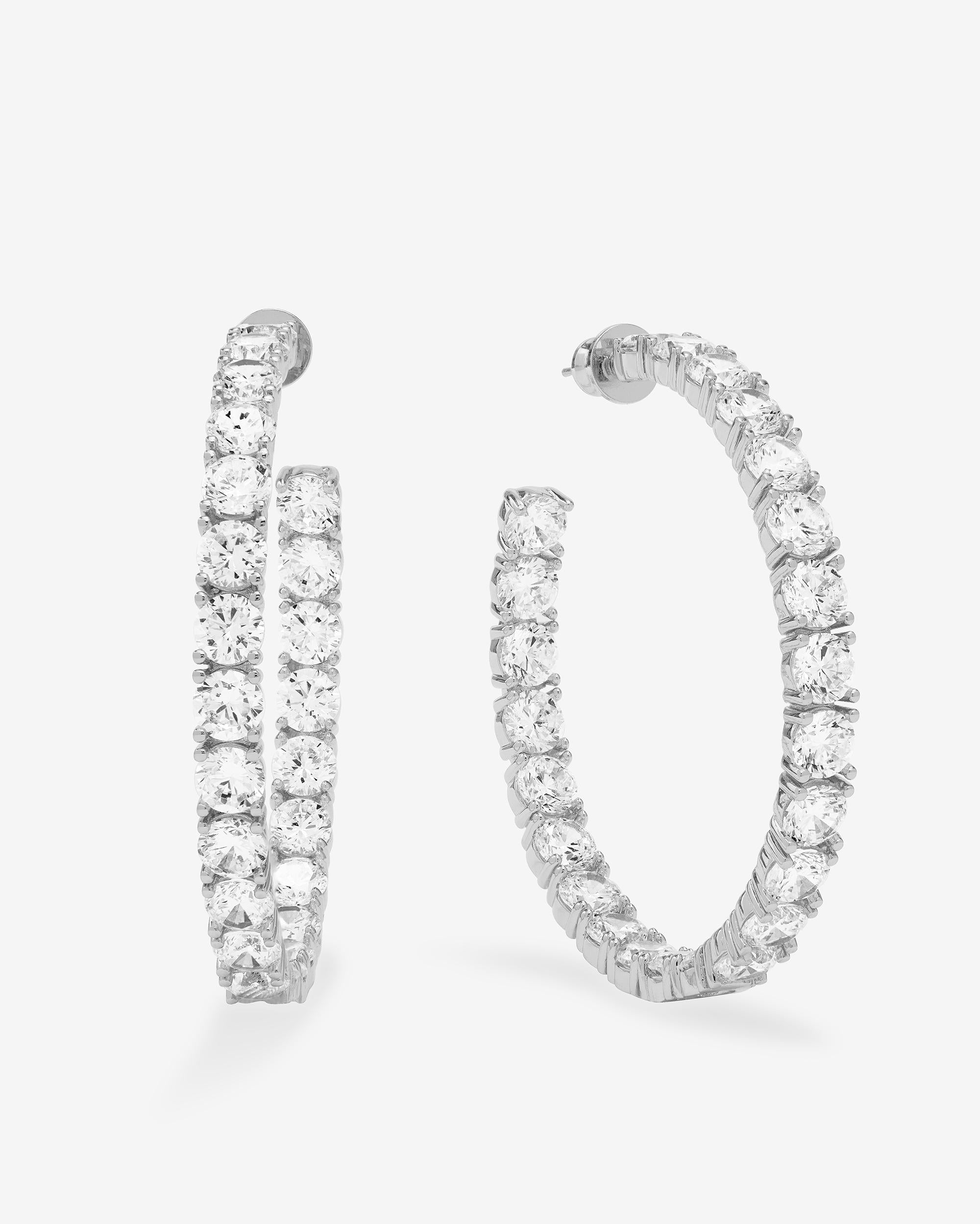 "Oh She Fancy" Hoops 2" - Silver|White Diamondettes