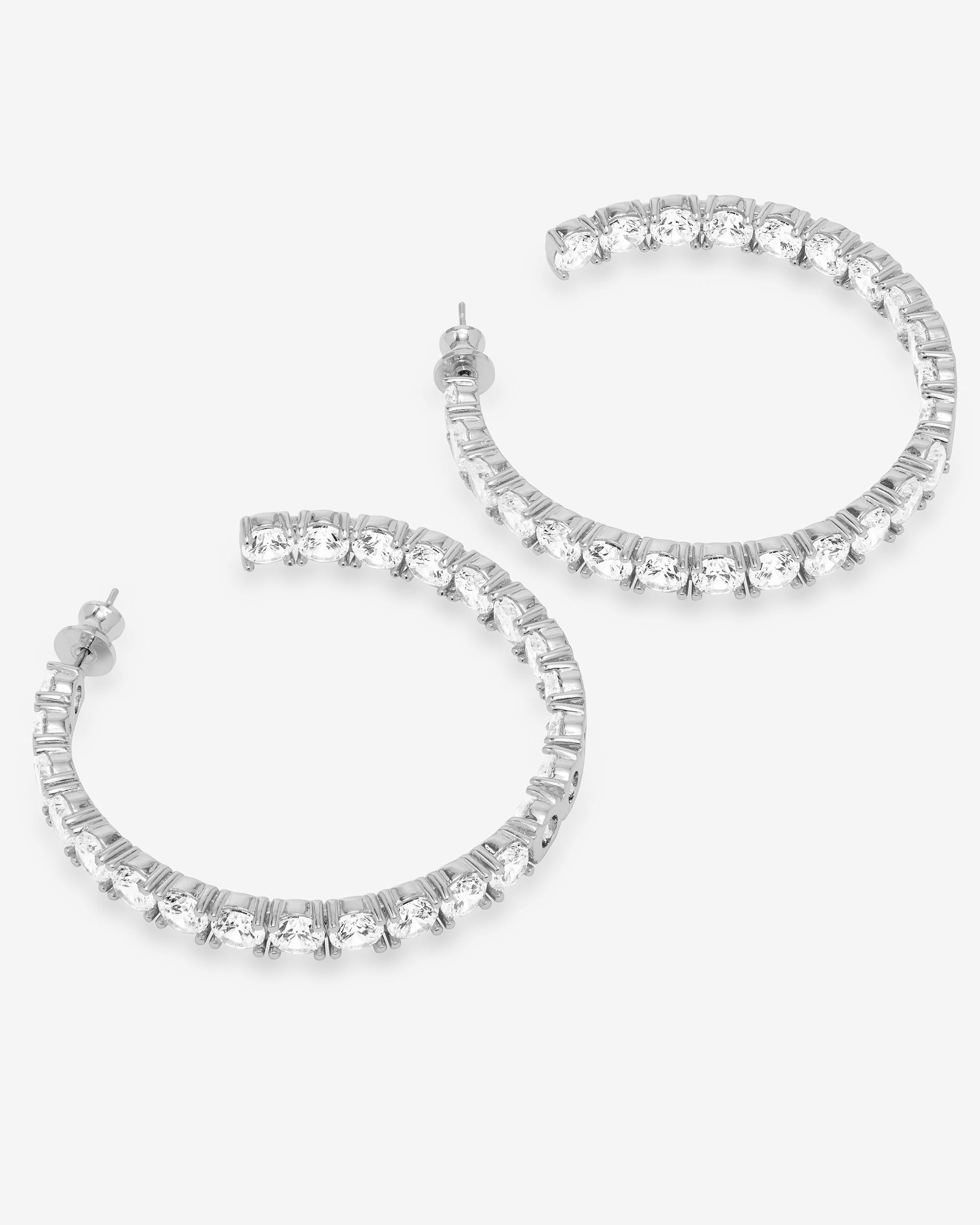 "Oh She Fancy" Hoops 2" - Silver|White Diamondettes