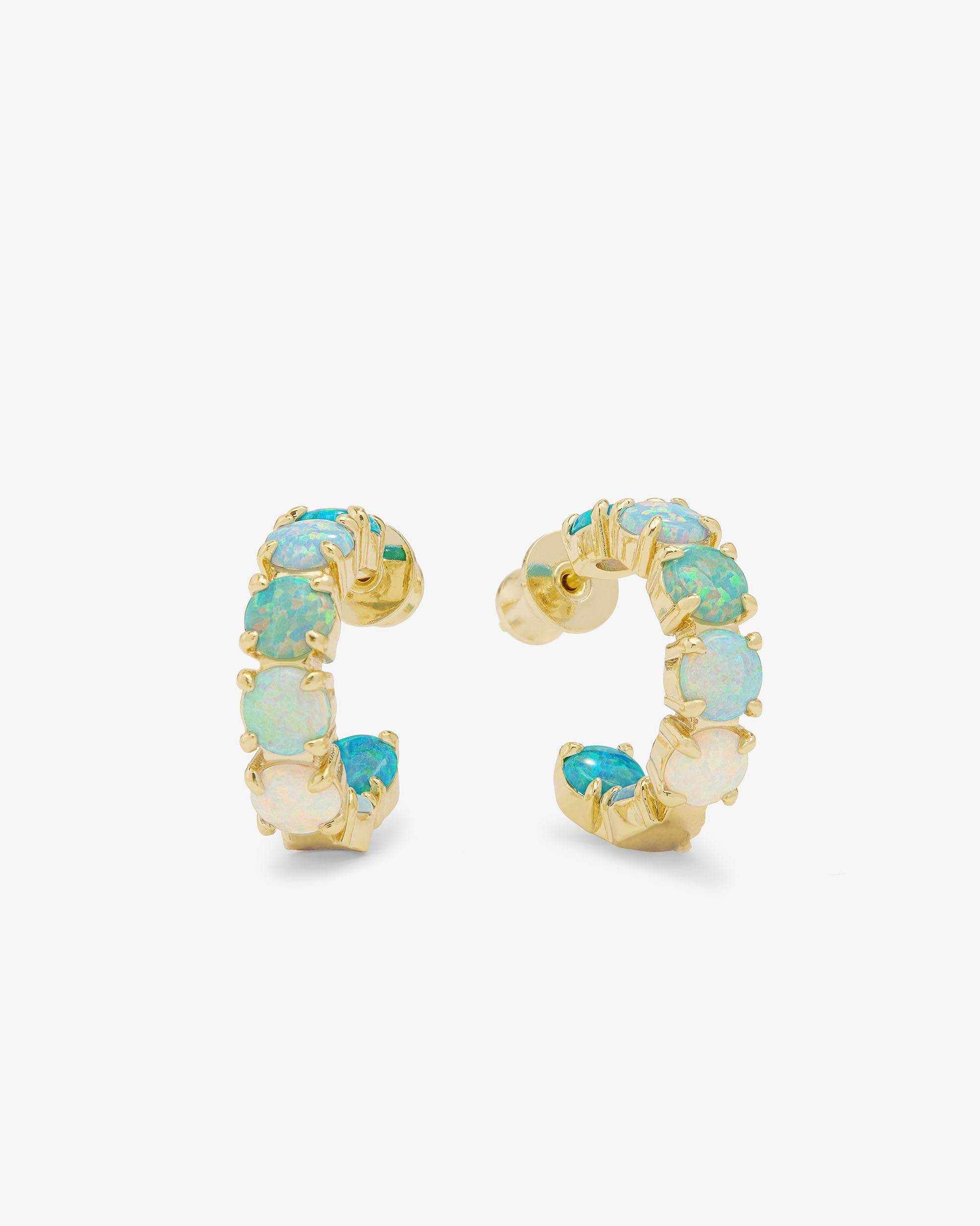 "Oh She Fancy" Ombré Hoops .75" - Gold|Blue Opal Ombré