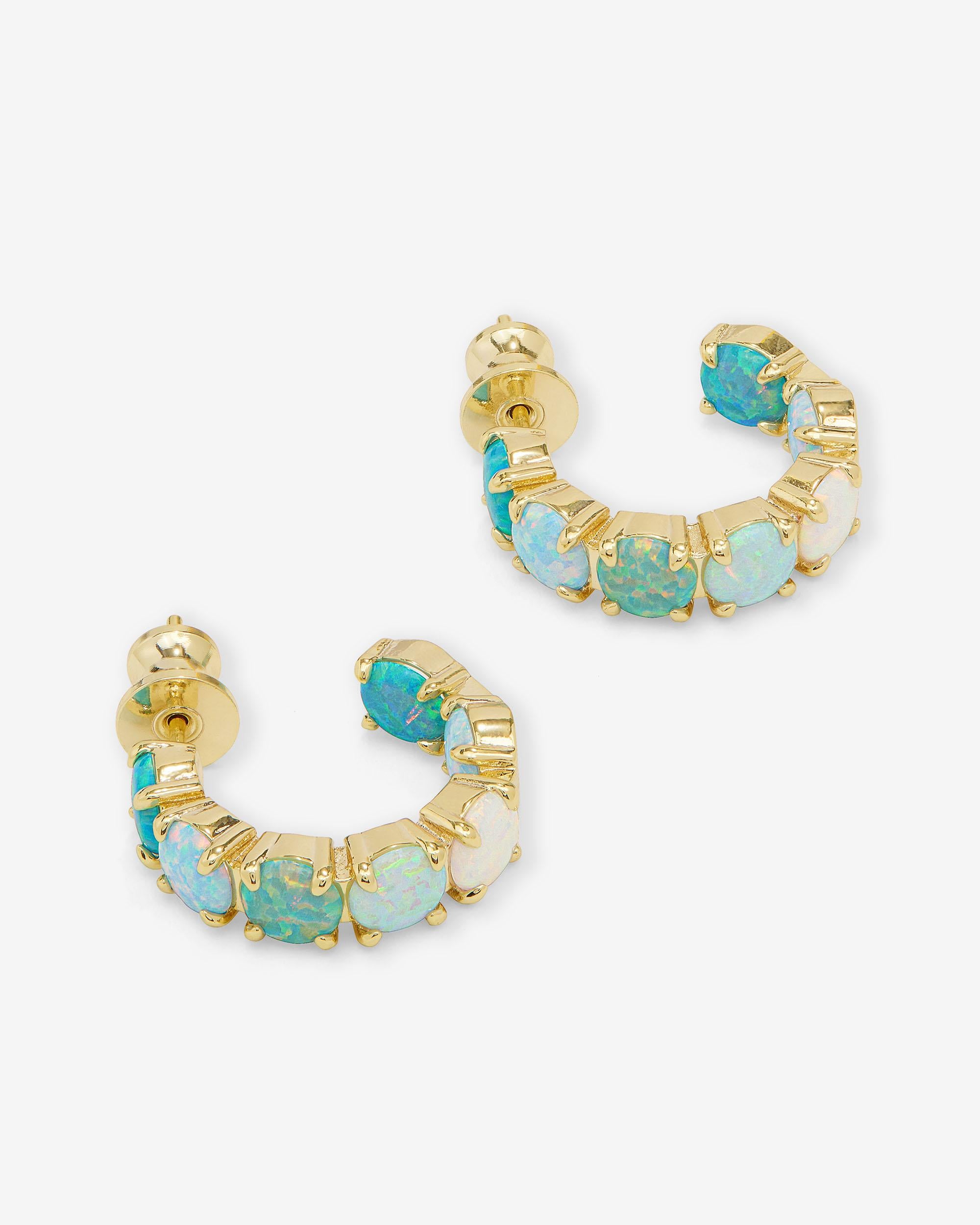 "Oh She Fancy" Ombré Hoops .75" - Gold|Blue Opal Ombré