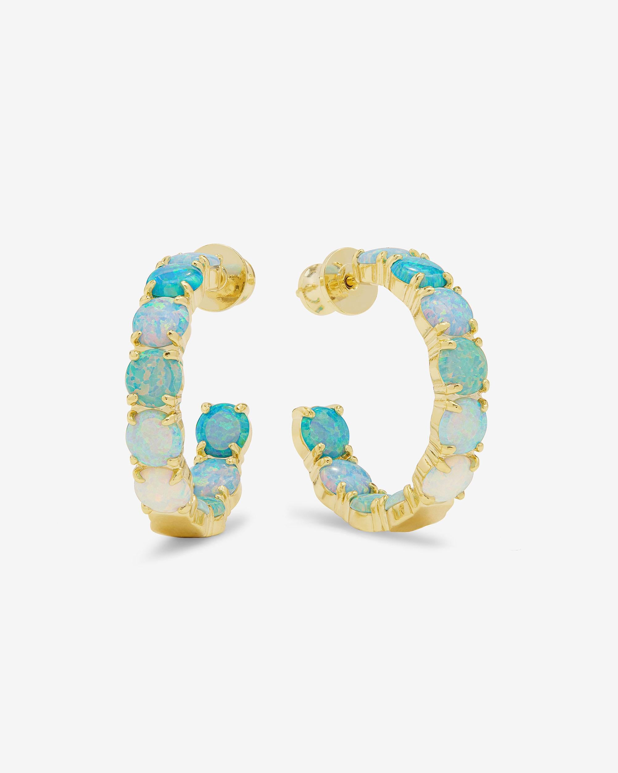 "Oh She Fancy" Ombré Hoops 1" - Gold|Blue Opal Ombré