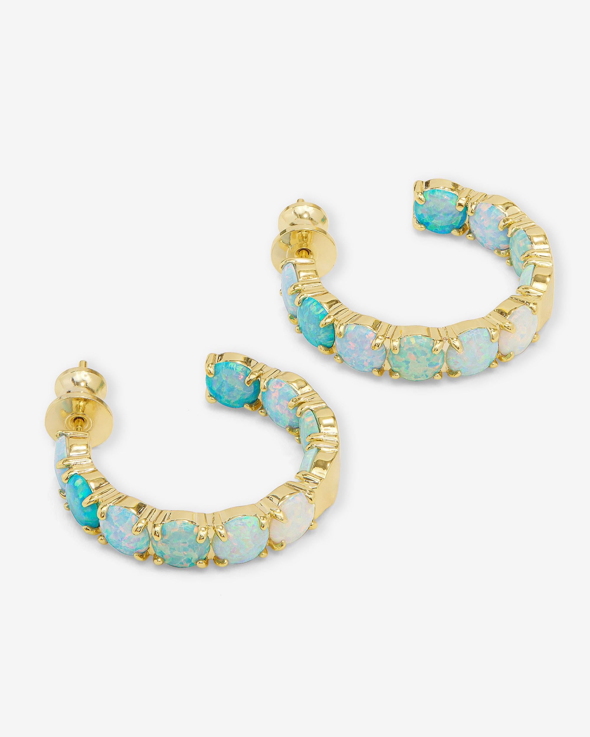 "Oh She Fancy" Ombré Hoops 1" - Gold|Blue Opal Ombré