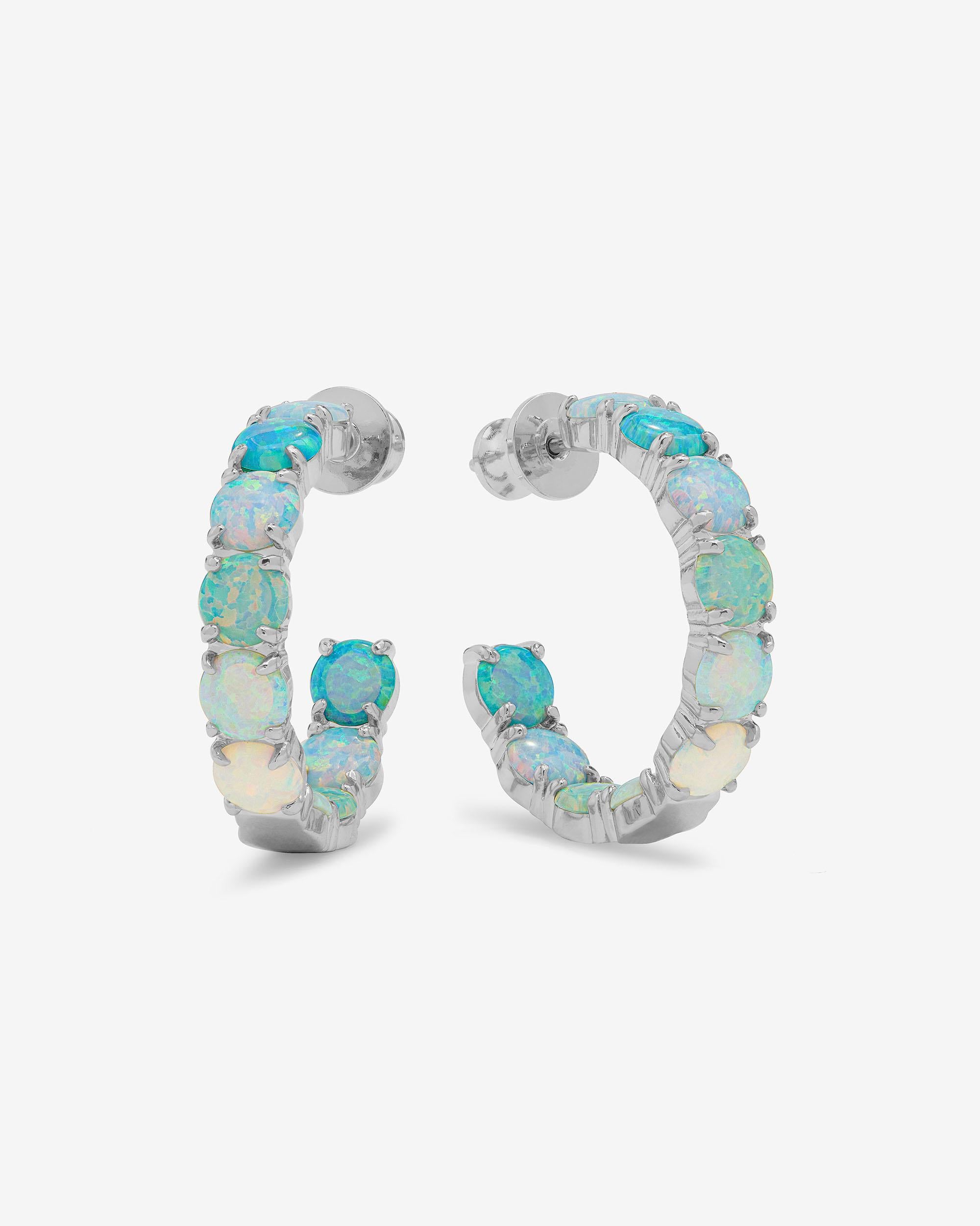 "Oh She Fancy" Ombré Hoops 1" - Silver|Blue Opal Ombré