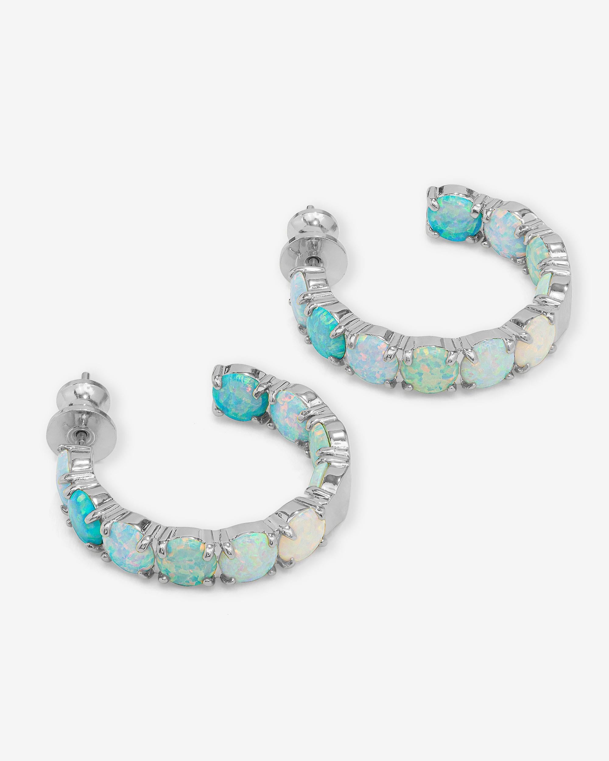 "Oh She Fancy" Ombré Hoops 1" - Silver|Blue Opal Ombré