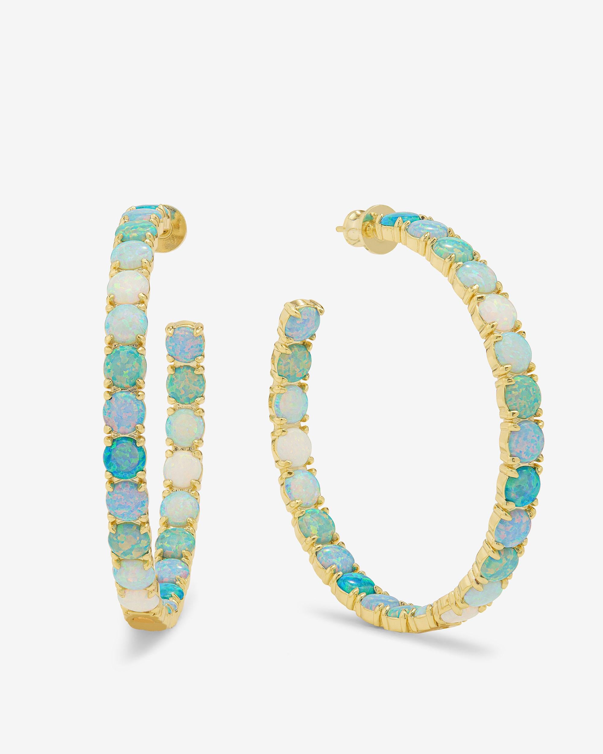 "Oh She Fancy" Ombré Hoops 2" - Gold|Blue Opal Ombré