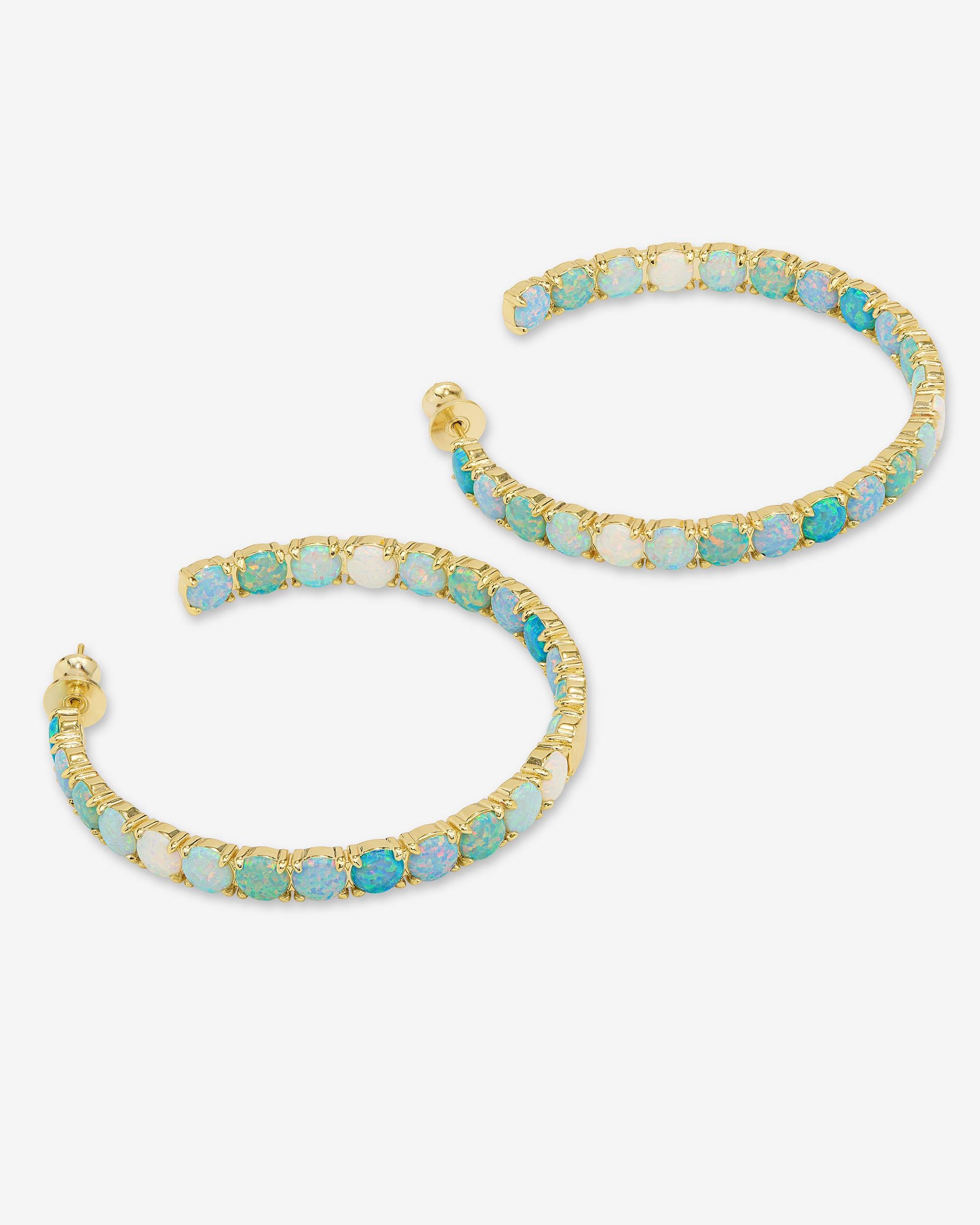 "Oh She Fancy" Ombré Hoops 2" - Gold|Blue Opal Ombré