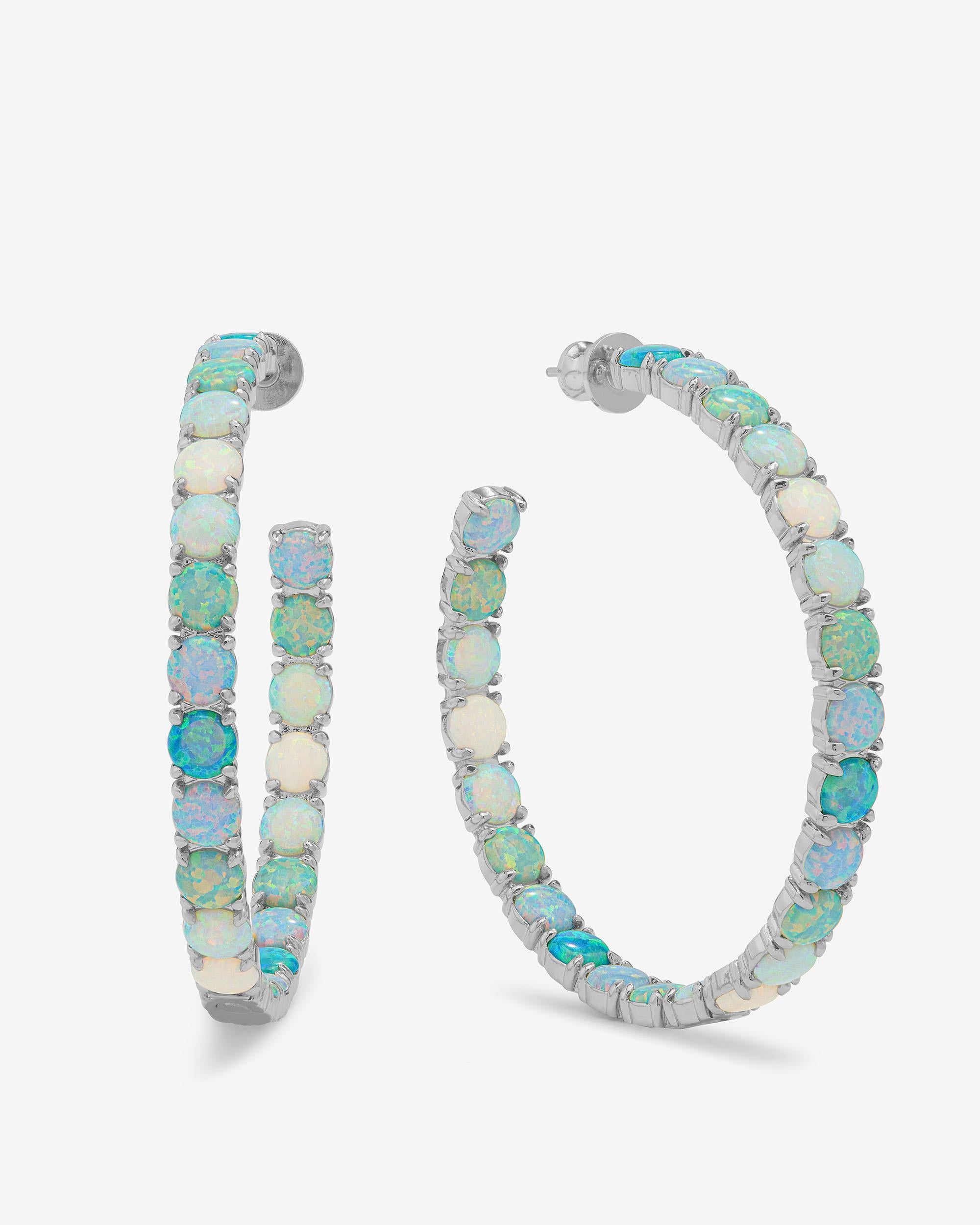 "Oh She Fancy" Ombré Hoops 2" - Silver|Blue Opal Ombré