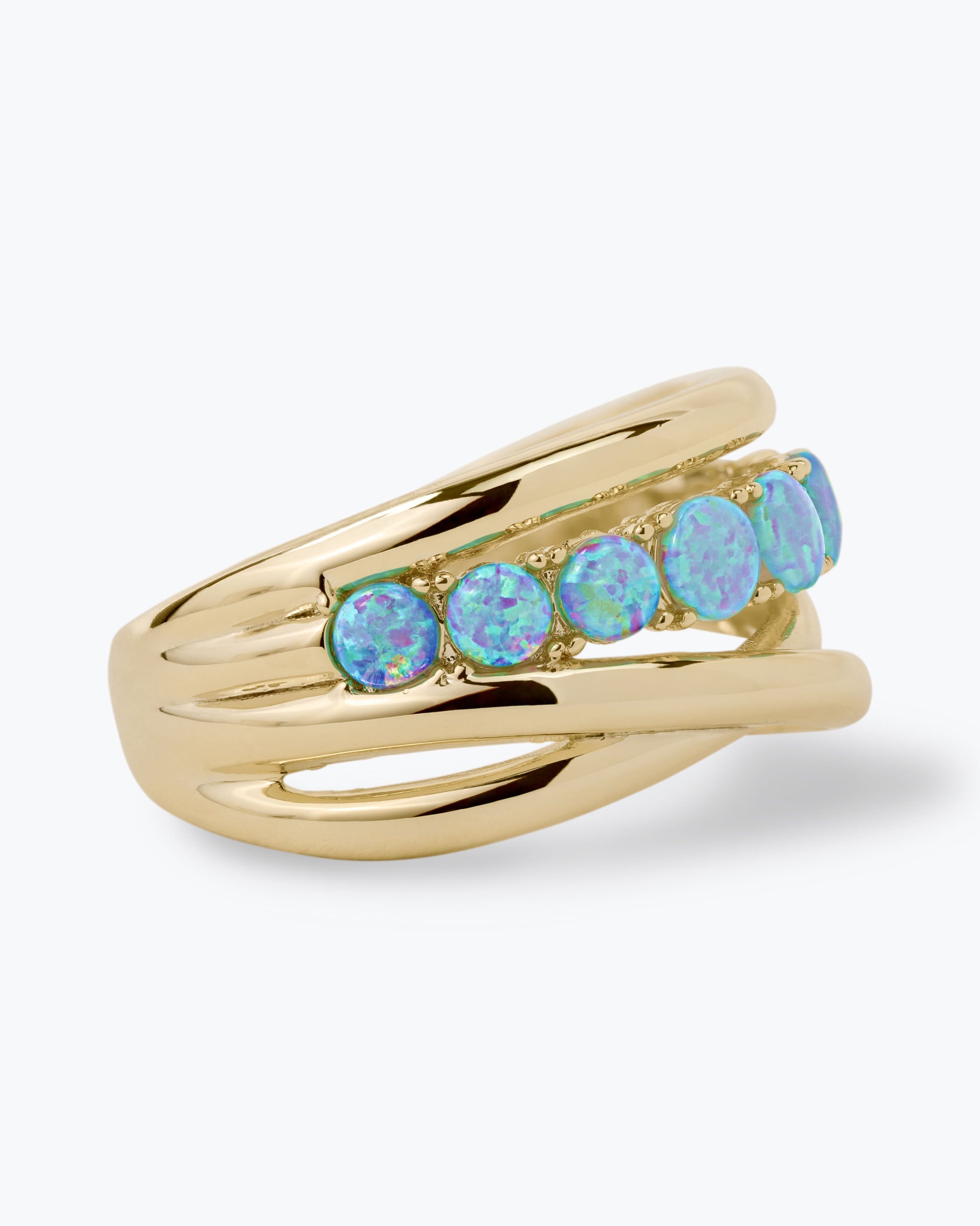 "Oh She Fancy" Stacked Blue Opal Ring - Gold|Blue Opal