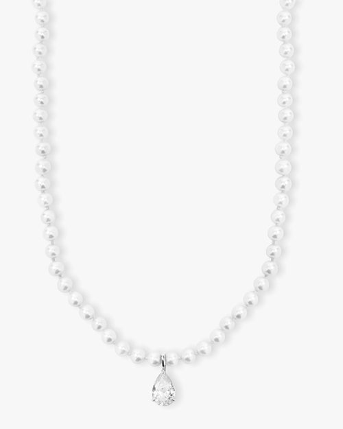 Perfect Pearl Teardrop Choker - Silver