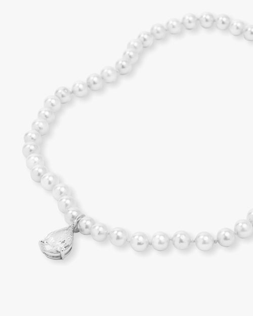 Perfect Pearl Teardrop Choker - Silver