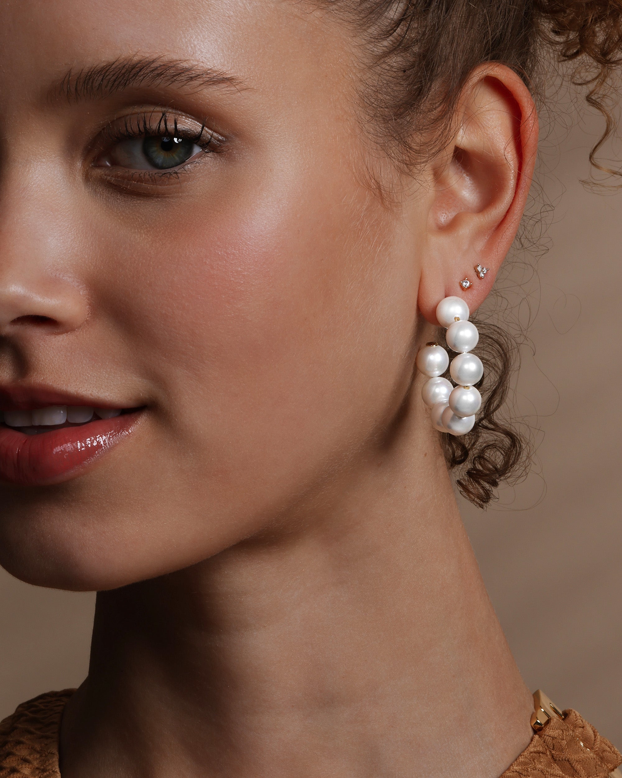 Life's A Ball Pearl Hoops - Silver