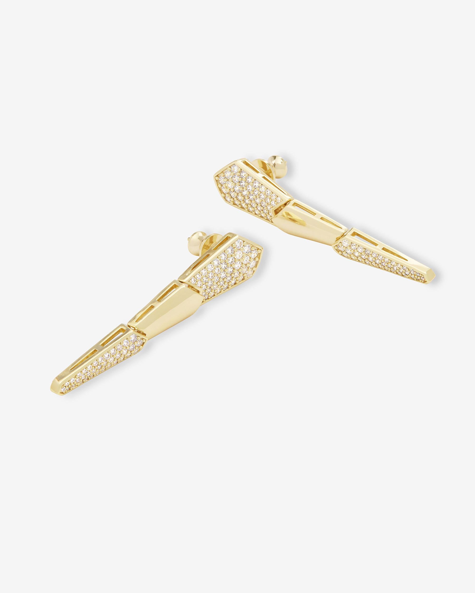 Pavé XL Serpent Drop Earrings - Gold|White Diamondettes