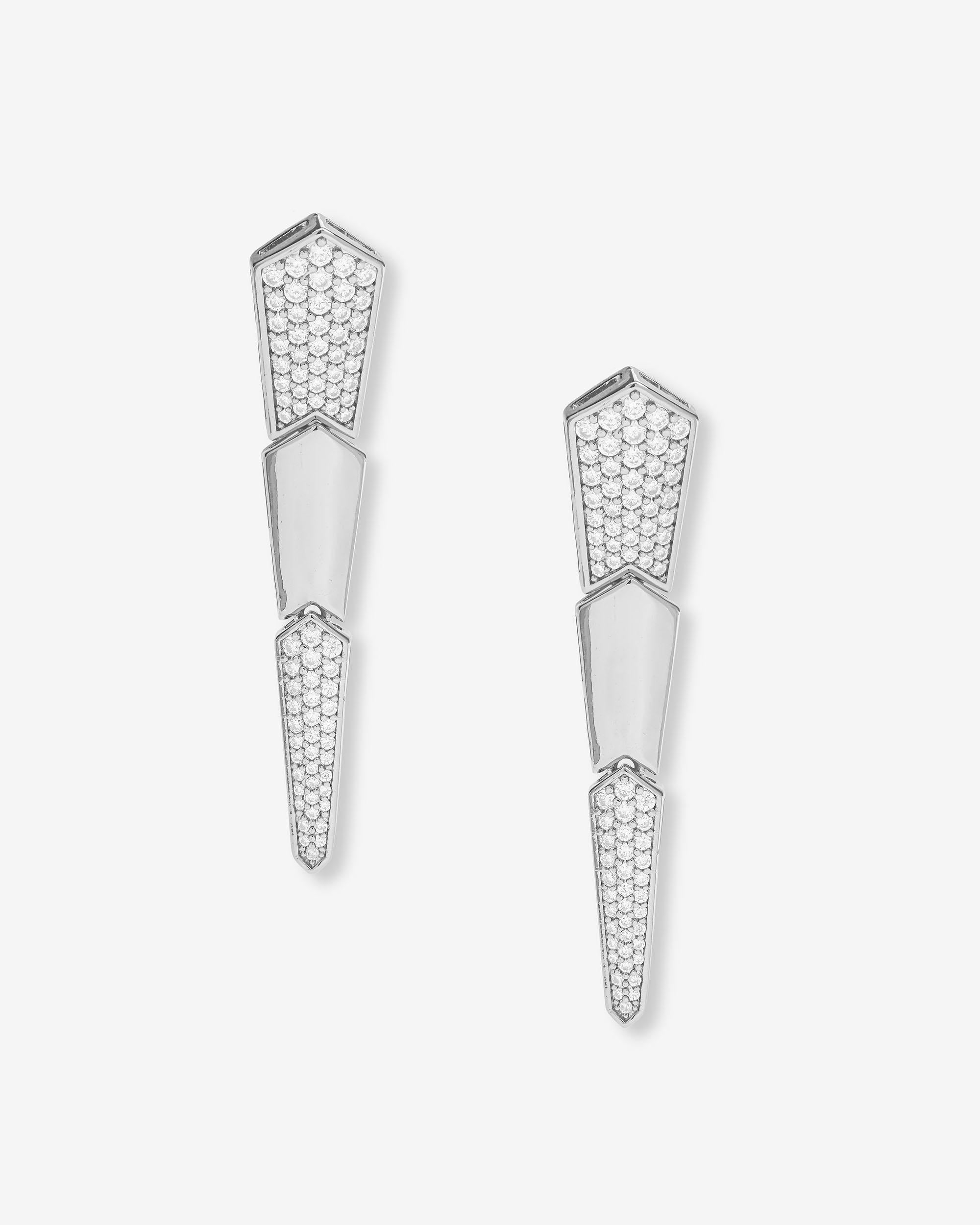 Pavé XL Serpent Drop Earrings - Silver|White Diamondettes