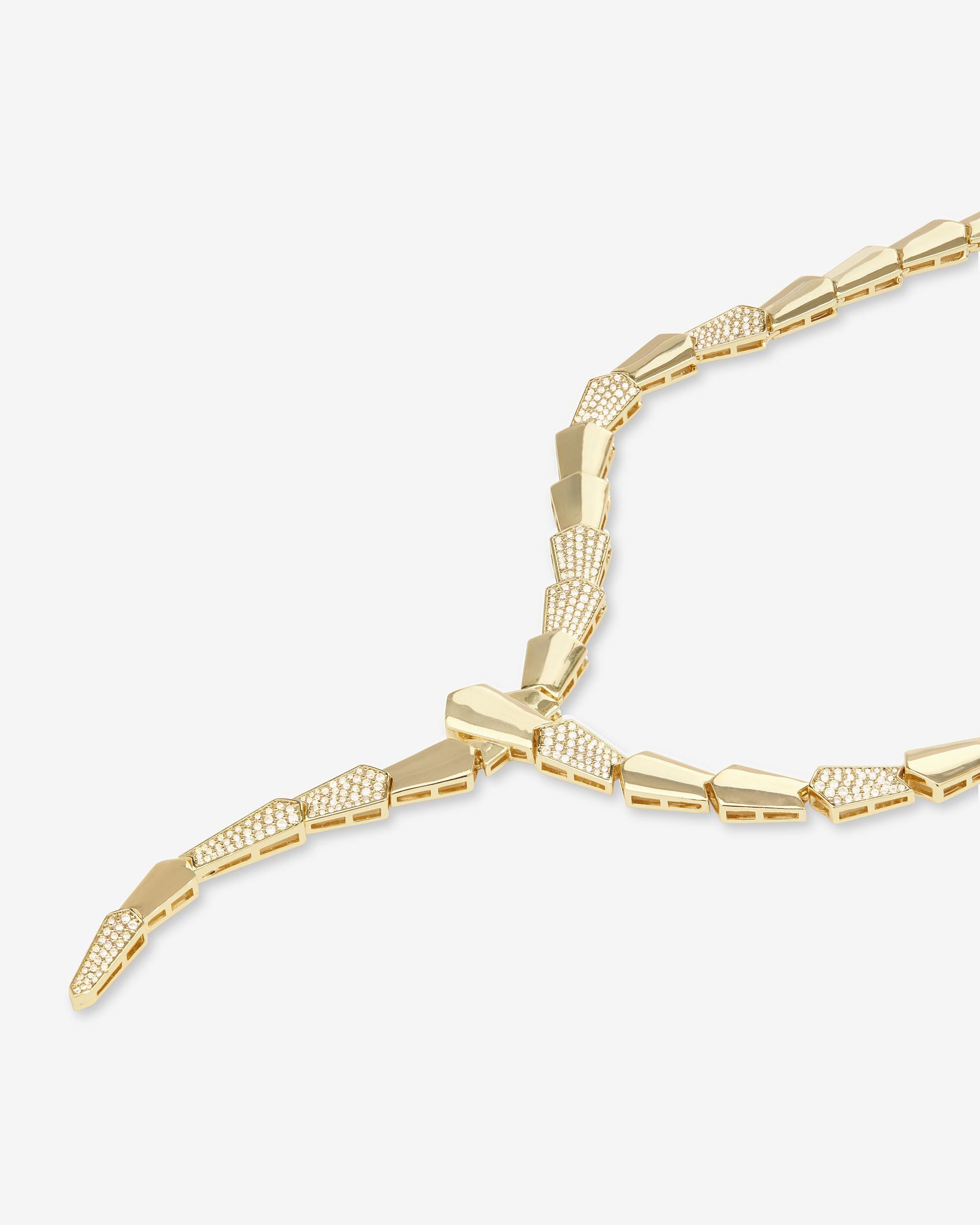 Pavé XL Serpent Lariat - Gold|White Diamondettes