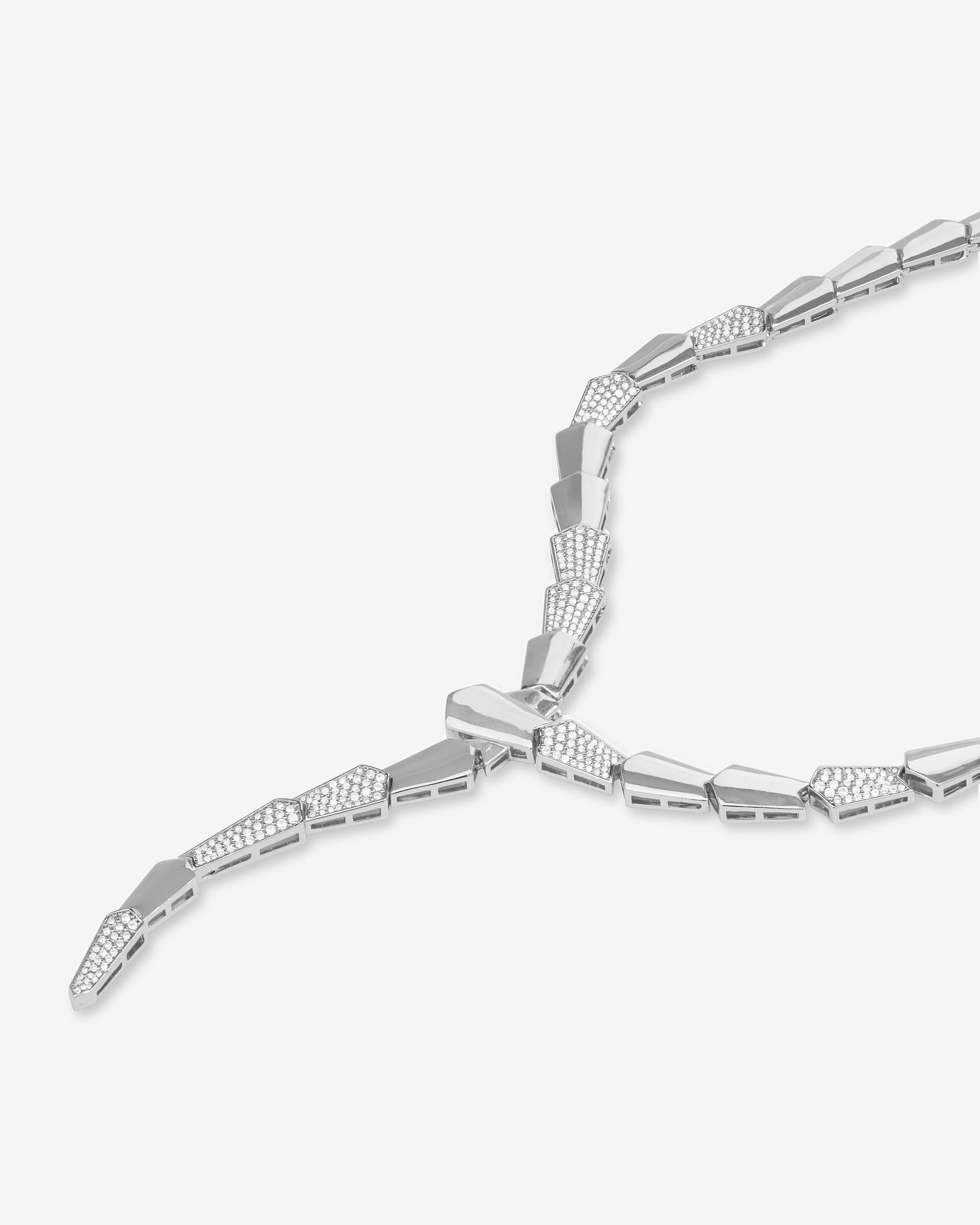 Pavé XL Serpent Lariat - Silver|White Diamondettes