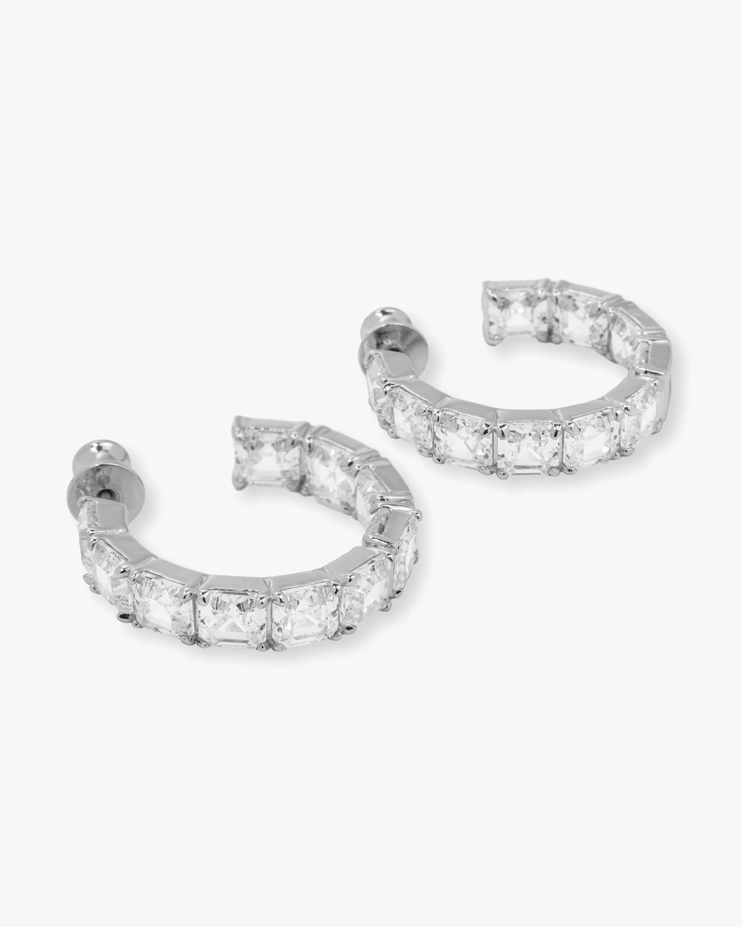 The Queen's Hoops 1" - Silver|White Diamondettes