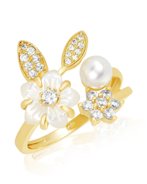 Star Lily Ring - Gold|White Diamondettes