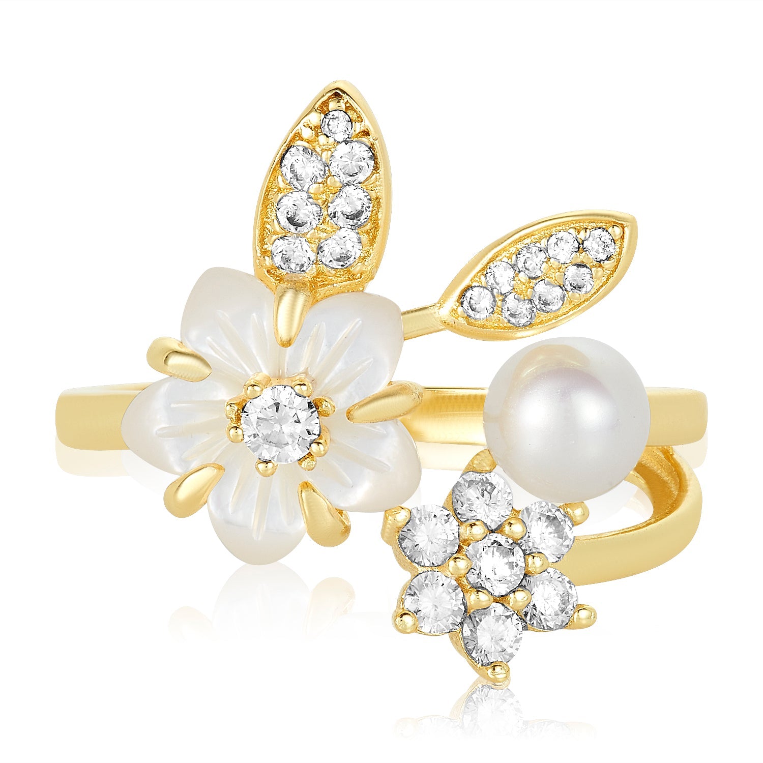 Star Lily Ring - Gold|White Diamondettes