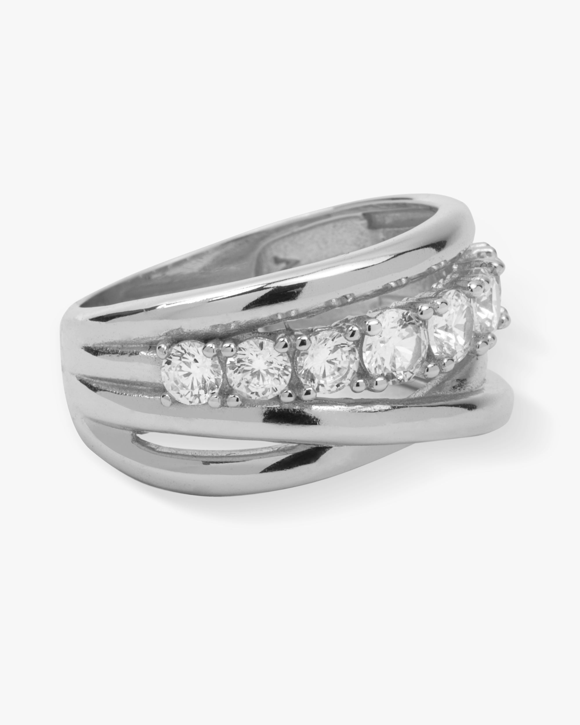 "Oh She Fancy" Stacked Diamond Ring - Silver|White Diamondettes