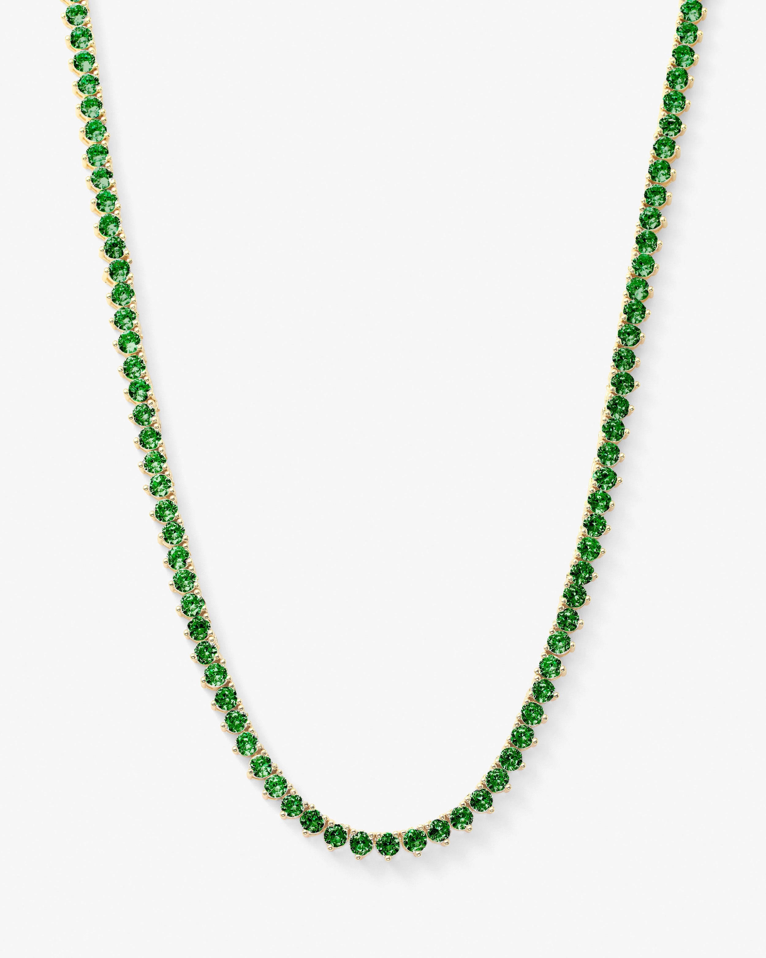 Not Your Basic Tennis Necklace 18" - Gold|Emerald