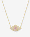 Rose Evil Eye Necklace - Gold|Pink Sapphire