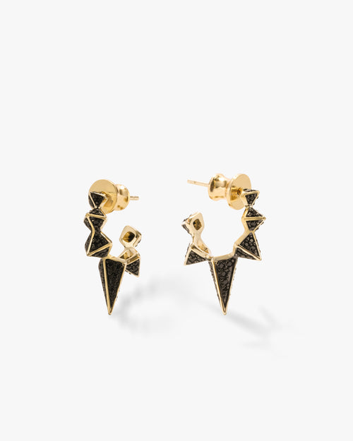 Gabriella Pavé Spiked Hoops - Gold|Black Metal|Black Diamondettes