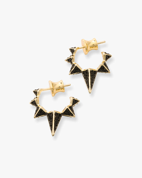 Gabriella Pavé Spiked Hoops - Gold|Black Metal|Black Diamondettes