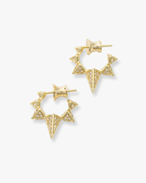 Gabriella Pavé Spiked Hoops - Gold|White Diamondettes