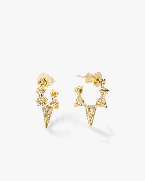 Gabriella Pavé Spiked Hoops - Gold|White Diamondettes