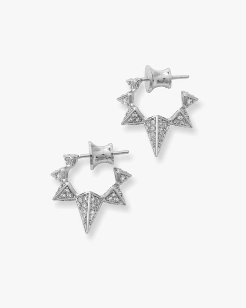 Gabriella Pavé Spiked Hoops - Silver|White Diamondettes