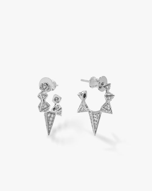 Gabriella Pavé Spiked Hoops - Silver|White Diamondettes