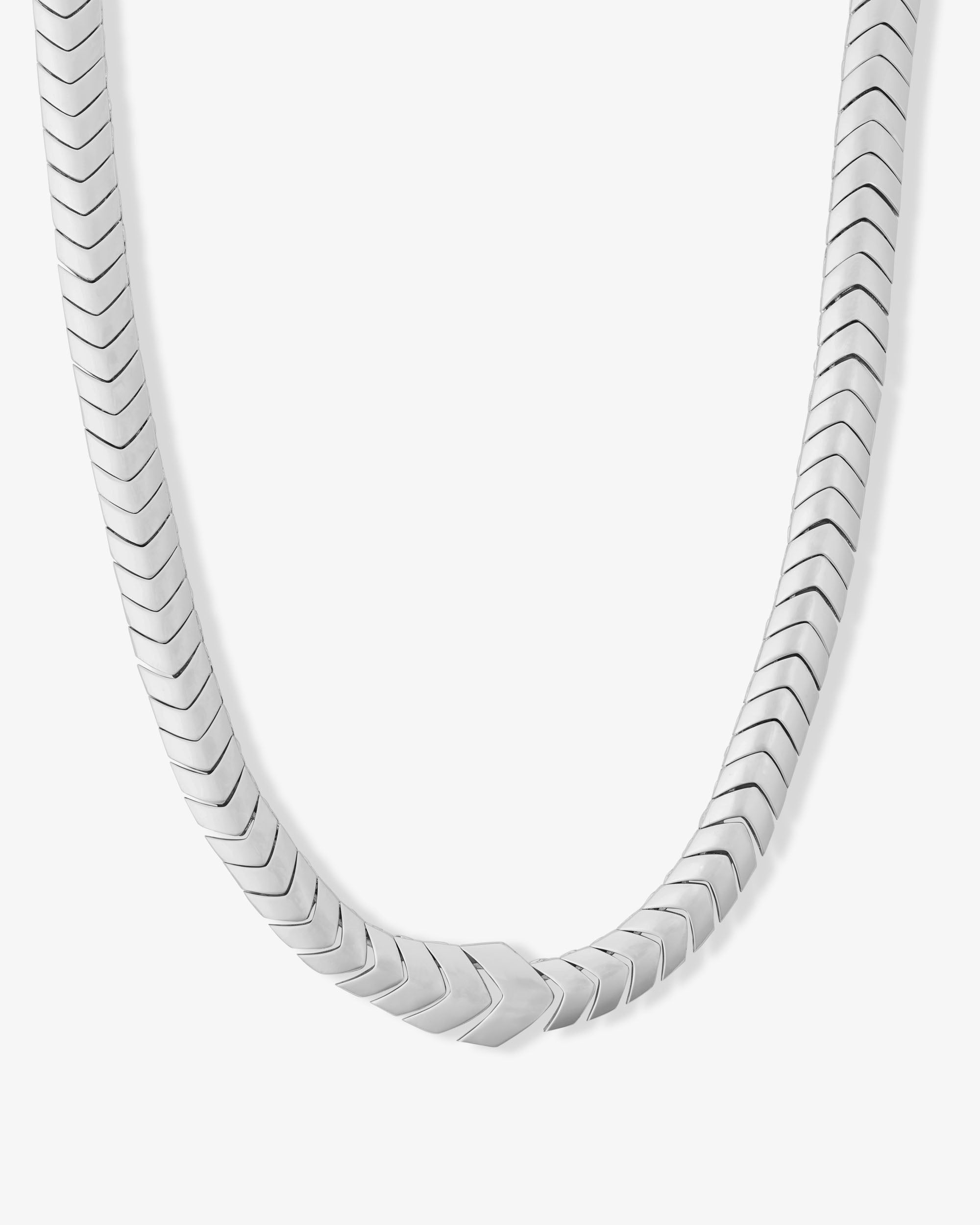 Serpent Herringbone Collar 16" - Silver