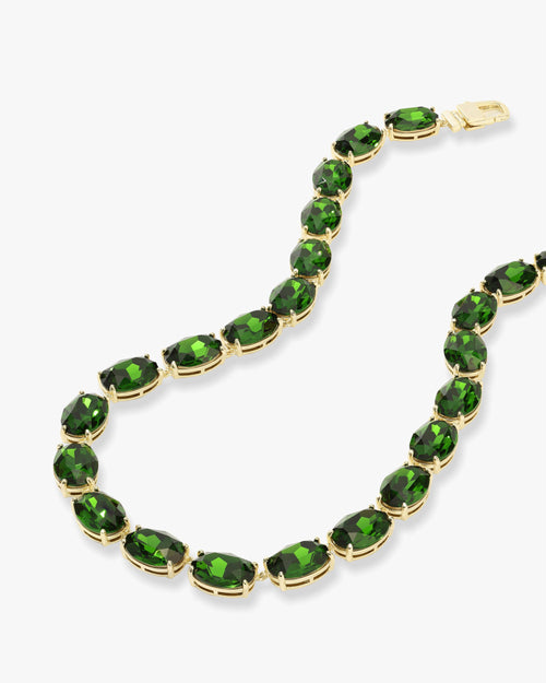 She's a Gem Tennis Necklace - Gold|Emerald