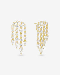 She's Arrived Chandelier Earrings - Gold|White Diamondettes