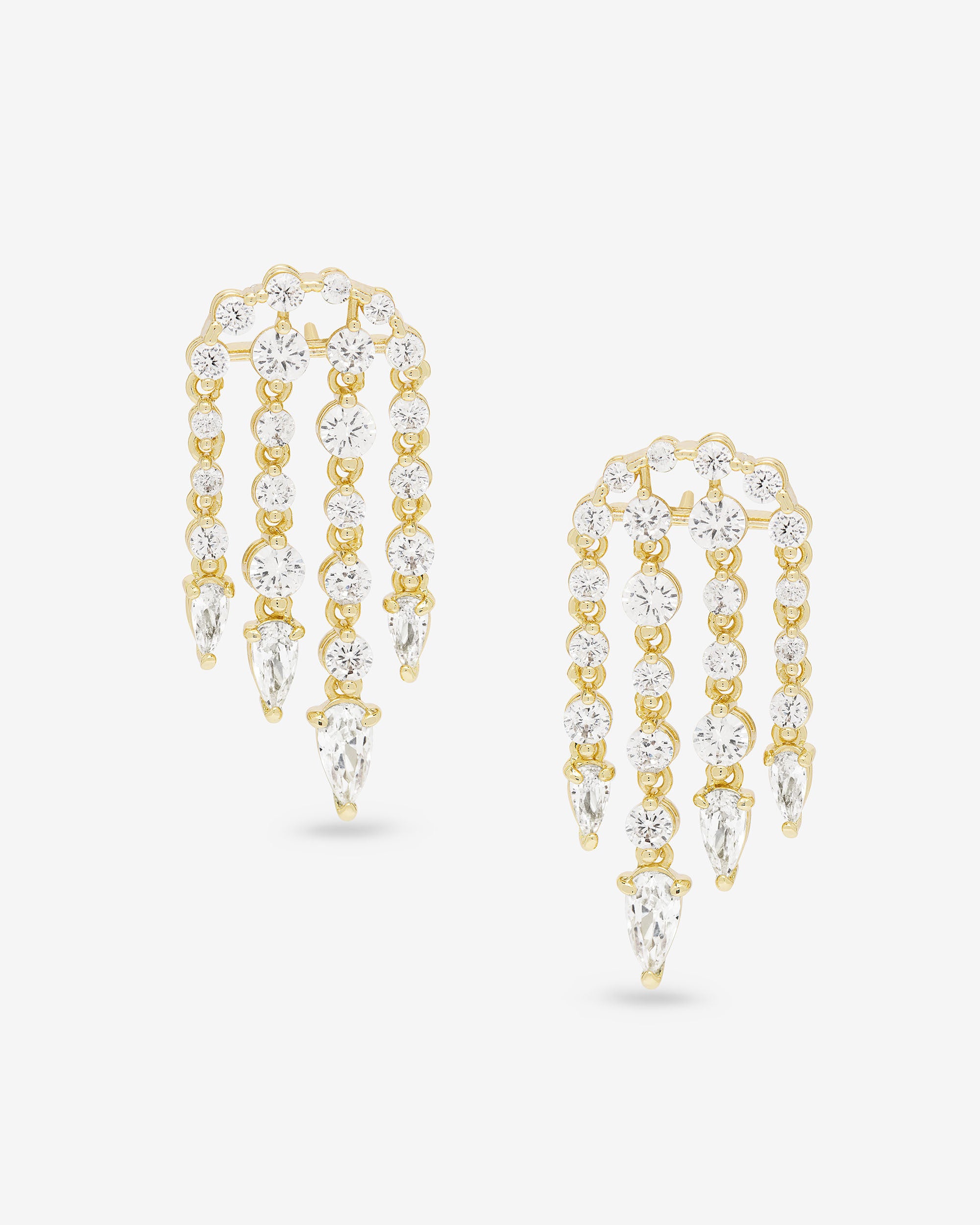 She's Arrived Chandelier Earrings - Gold|White Diamondettes