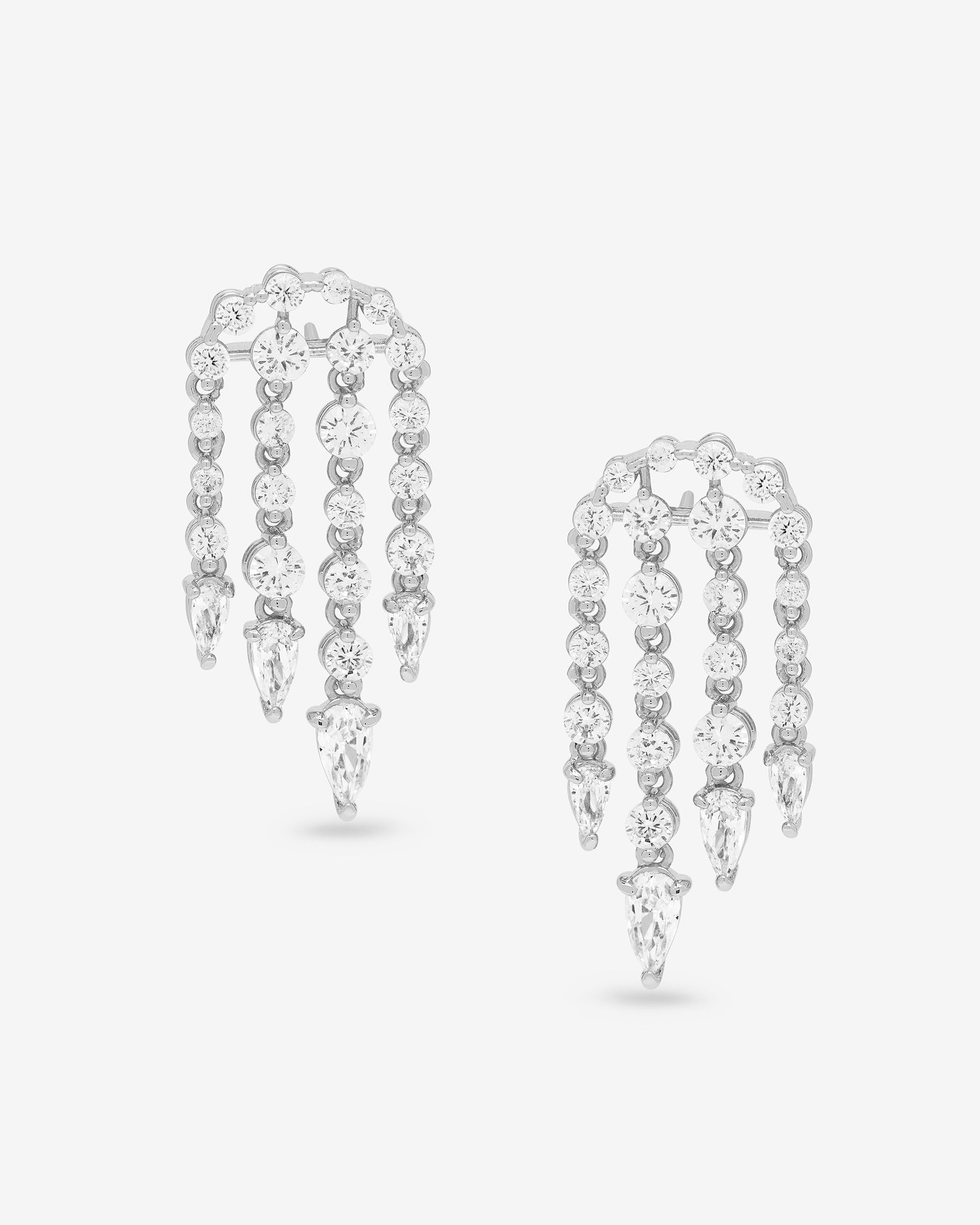 She's Arrived Chandelier Earrings - Silver|White Diamondettes