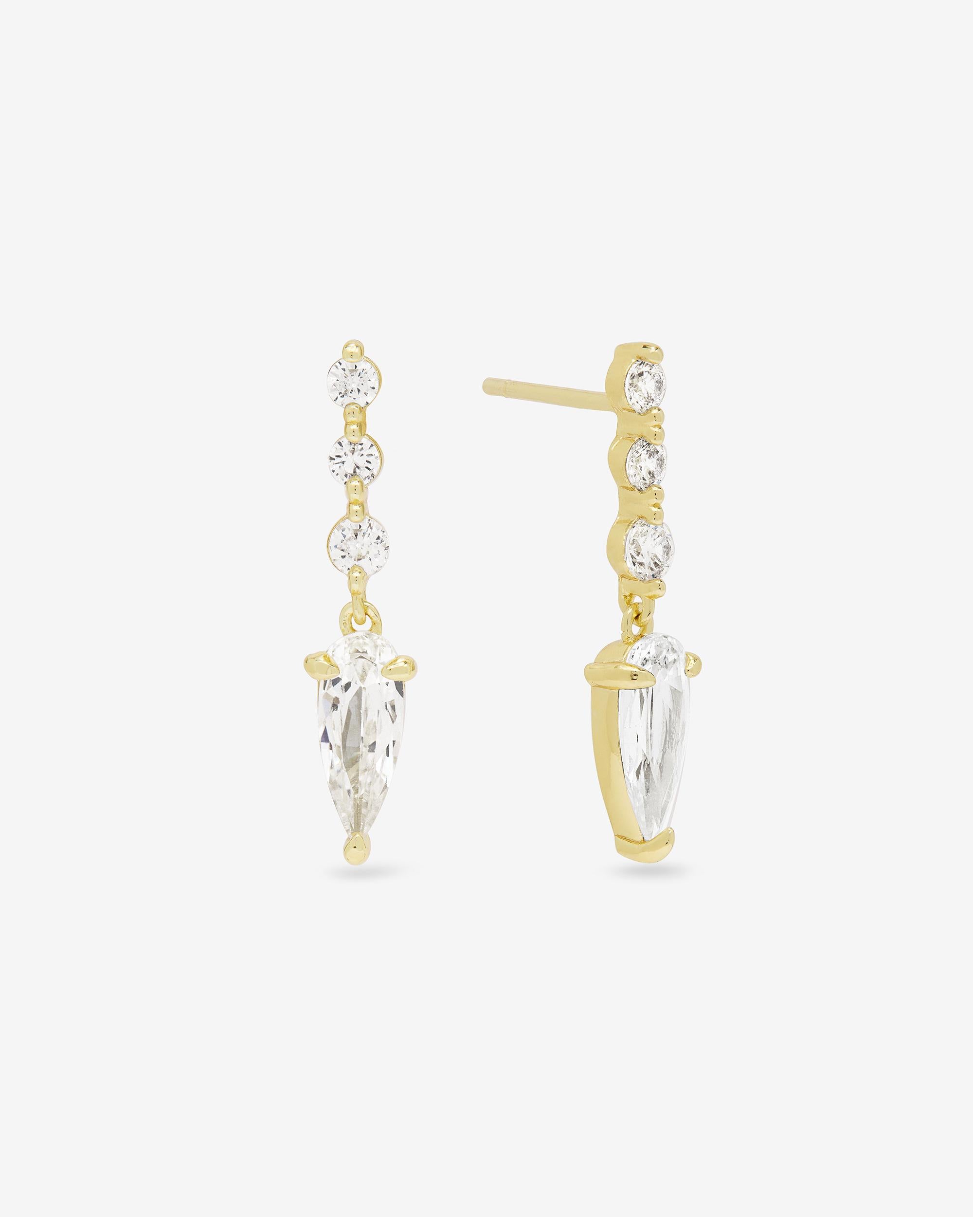 She's Arrived Drop Earrings - Gold|White Diamondettes