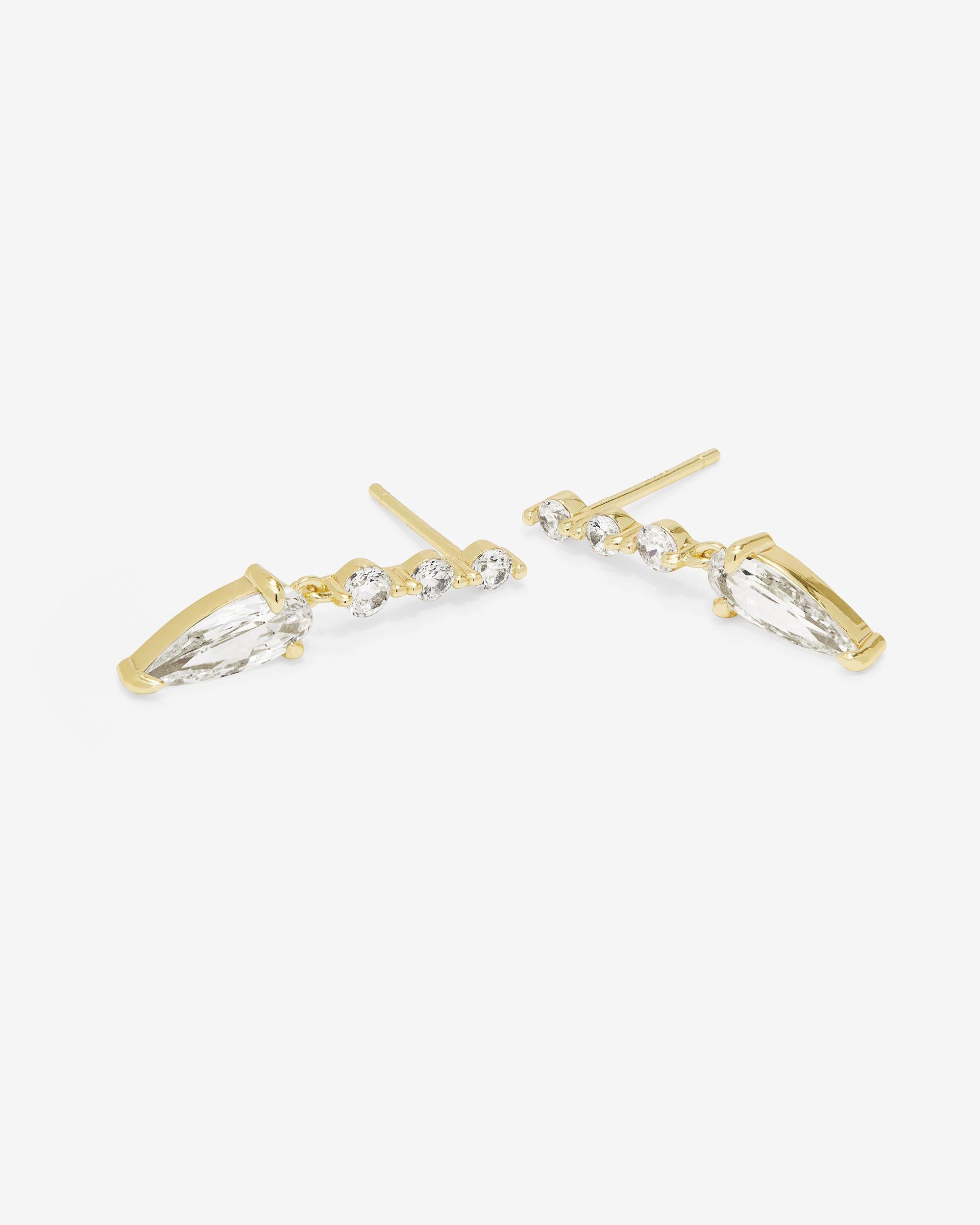 She's Arrived Drop Earrings - Gold|White Diamondettes