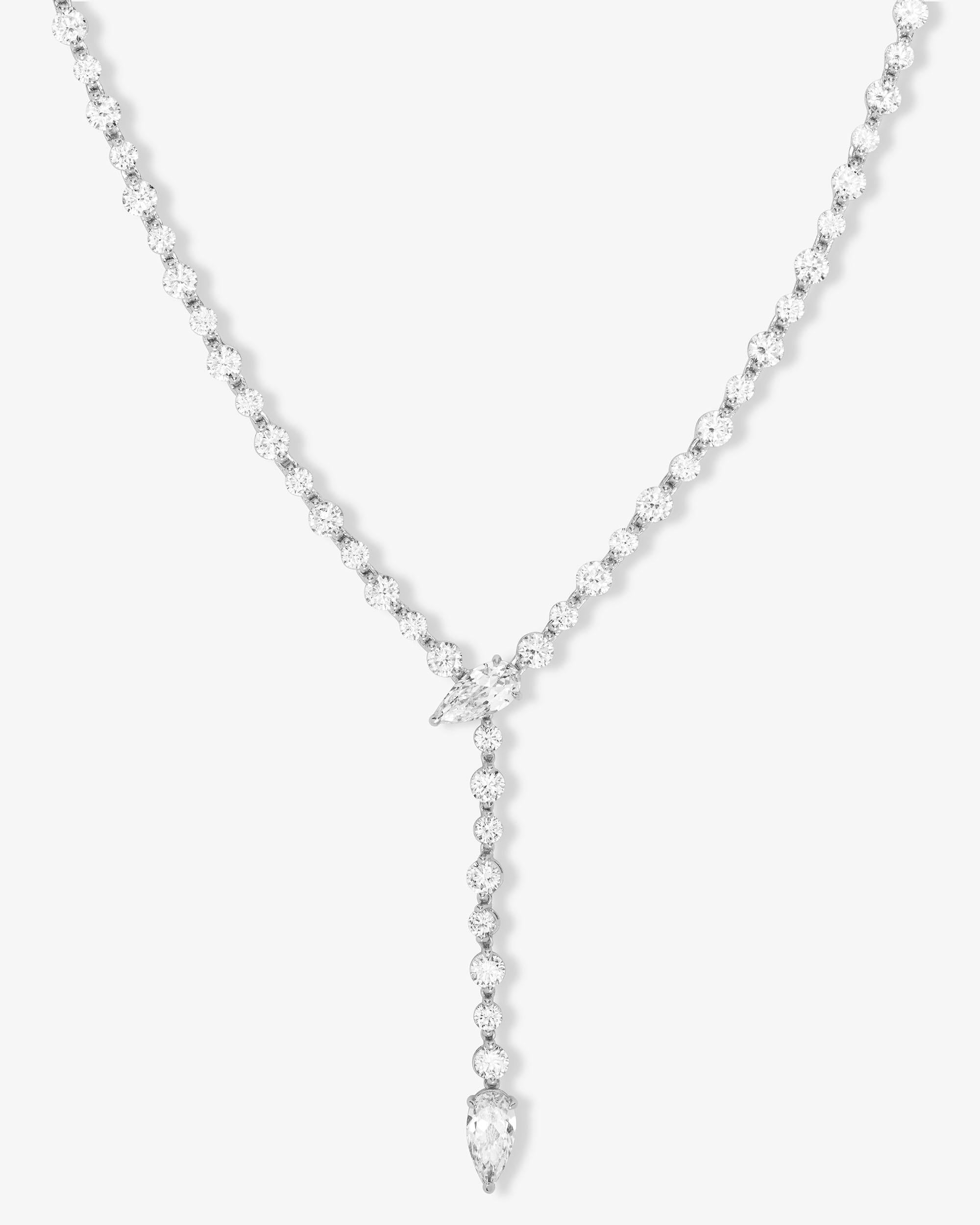 She's an Icon Lariat Tennis Necklace 16" - Silver|White Diamondettes