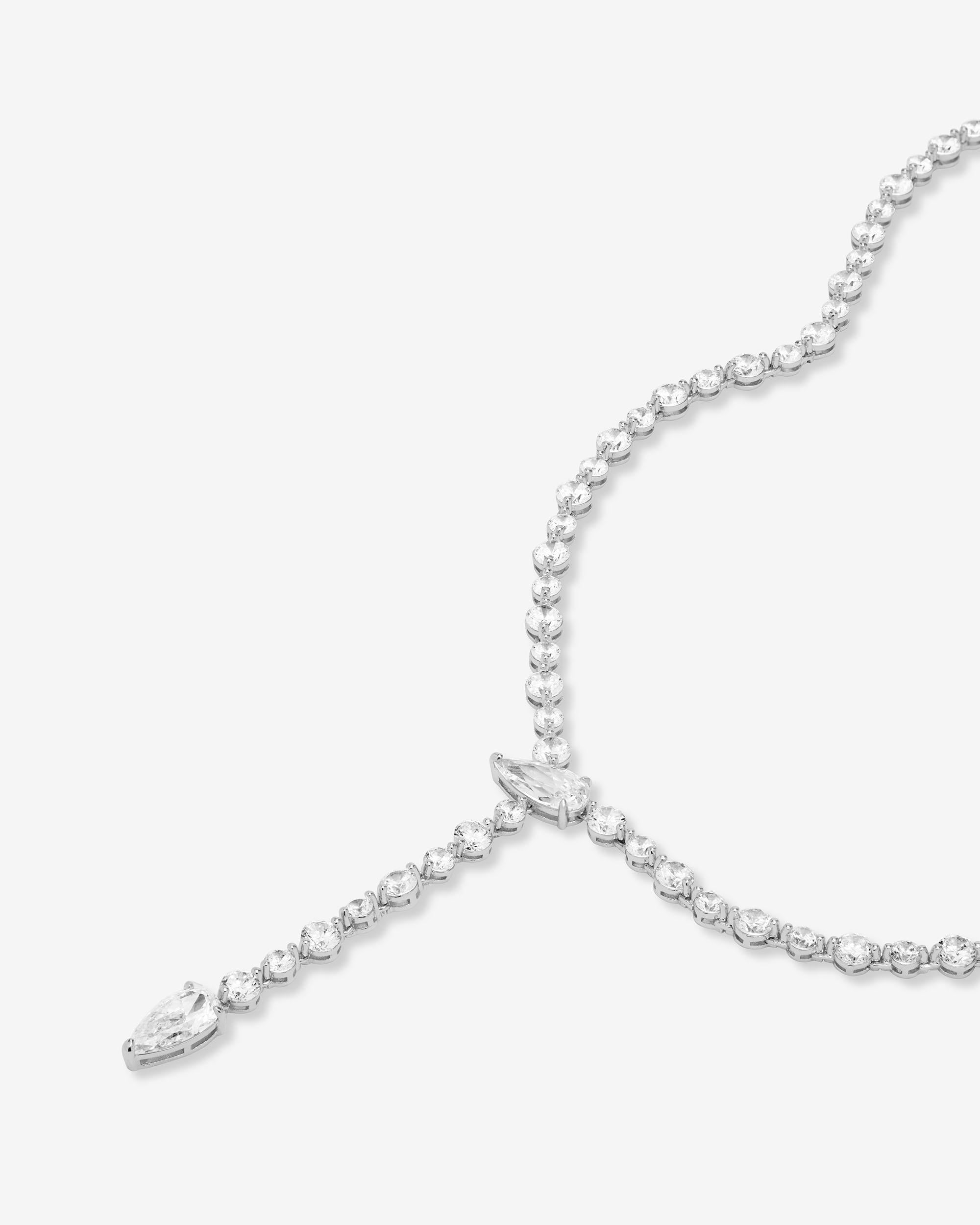 She's an Icon Lariat Tennis Necklace 16" - Silver|White Diamondettes