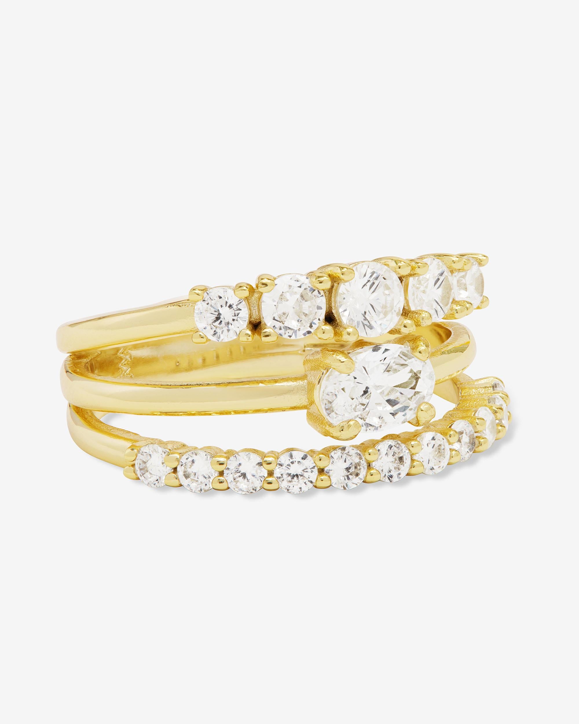 She's So Stacked Ring - Gold|White Diamondettes