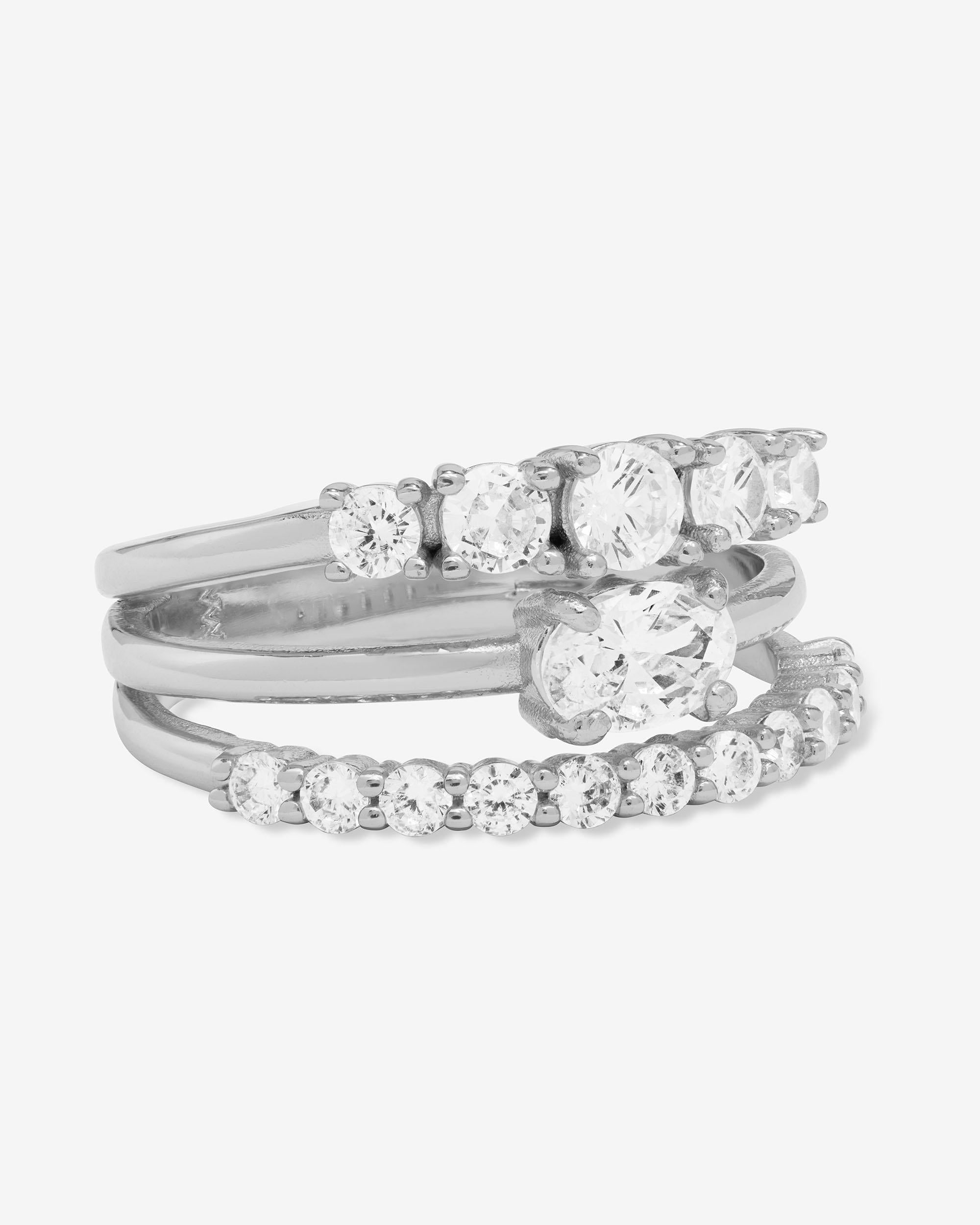 She's So Stacked Ring - Silver|White Diamondettes