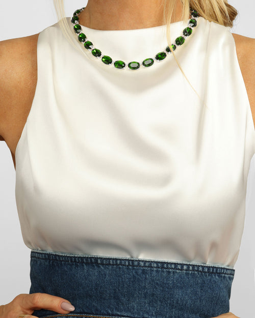 She's a Gem Tennis Necklace - Silver|Emerald