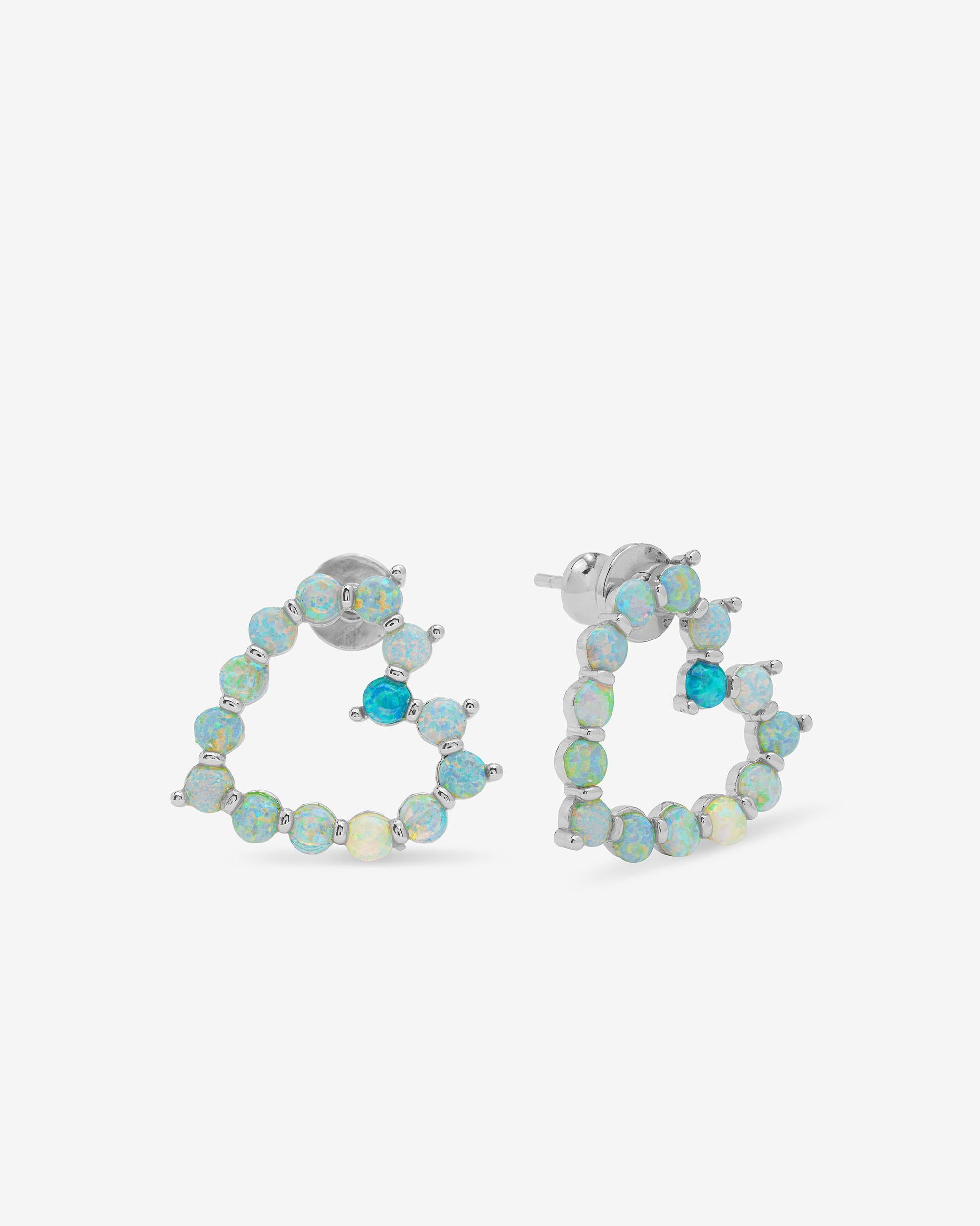 She's an Icon Baby Heart Earrings - Silver|Blue Opal Ombré