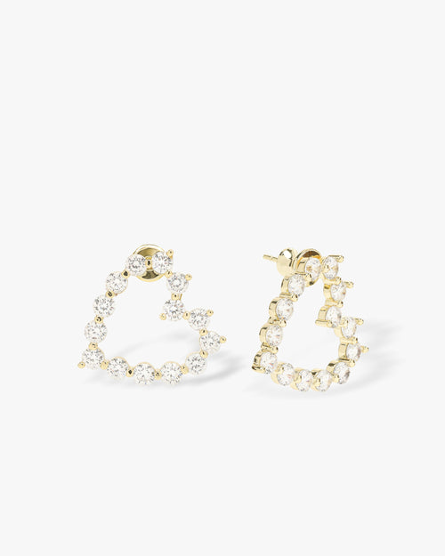 She's an Icon Baby Heart Earrings - Gold|White Diamondettes